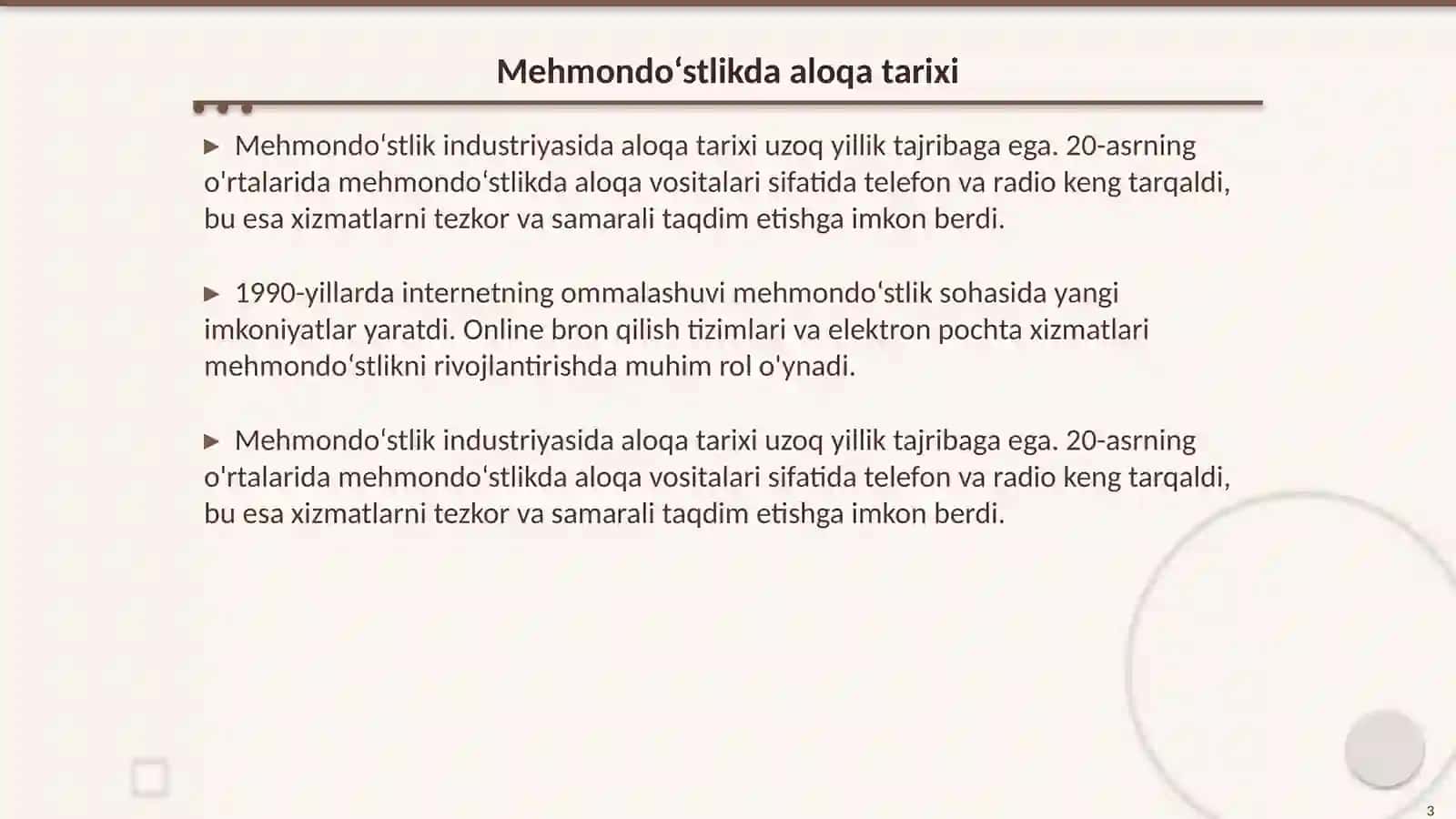 Aloqa va axborot vositalari mehmondo‘stlikda 3