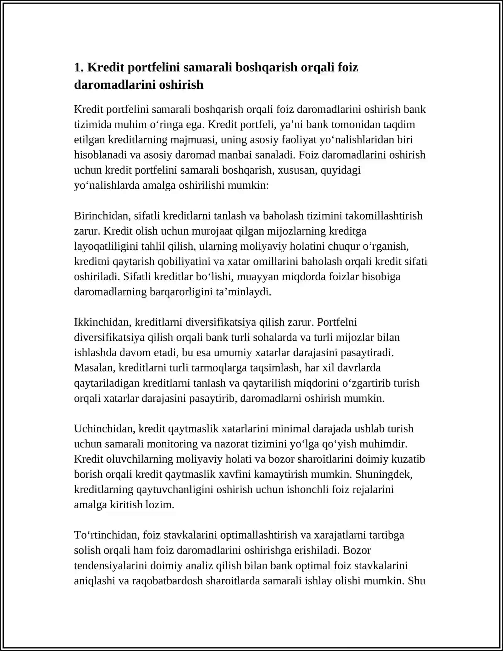 BANK DAROMADLARINI KOʻPAYTIRISH VA XARAJATLARINI OPTIMALLASHTIRISH YOʻLLARI 3
