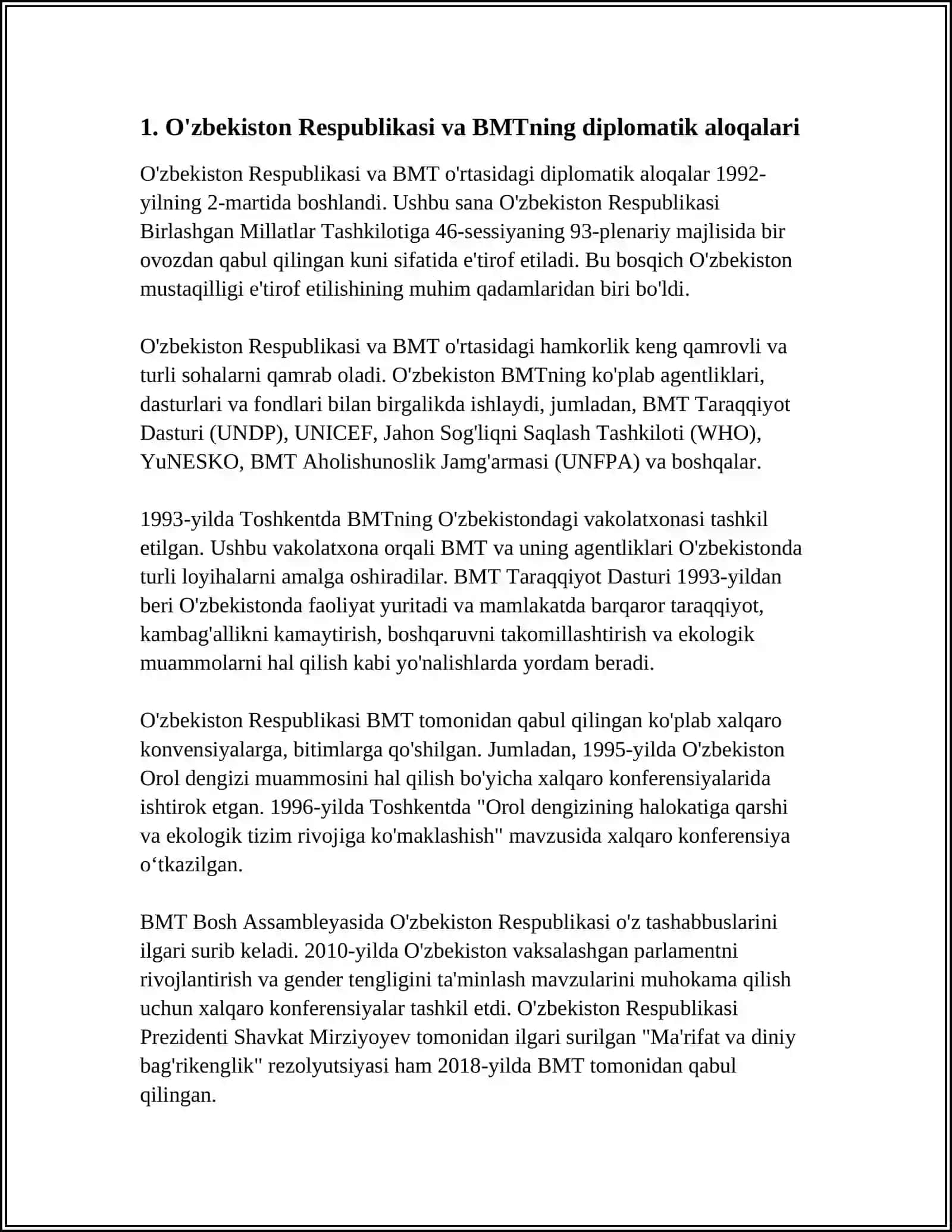 O'ZBEKISTON RESPUBLIKASI VA BIRLASHGAN MILLATLAR TASHKILOTI 3