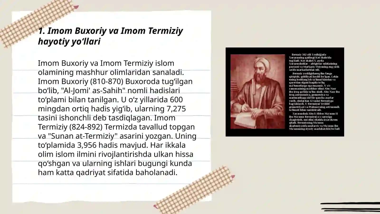 Imom Buxoriy va Imom Termiziyning hadis ilmiga qo'shgan hissalarining qiyosiy tahlili 3