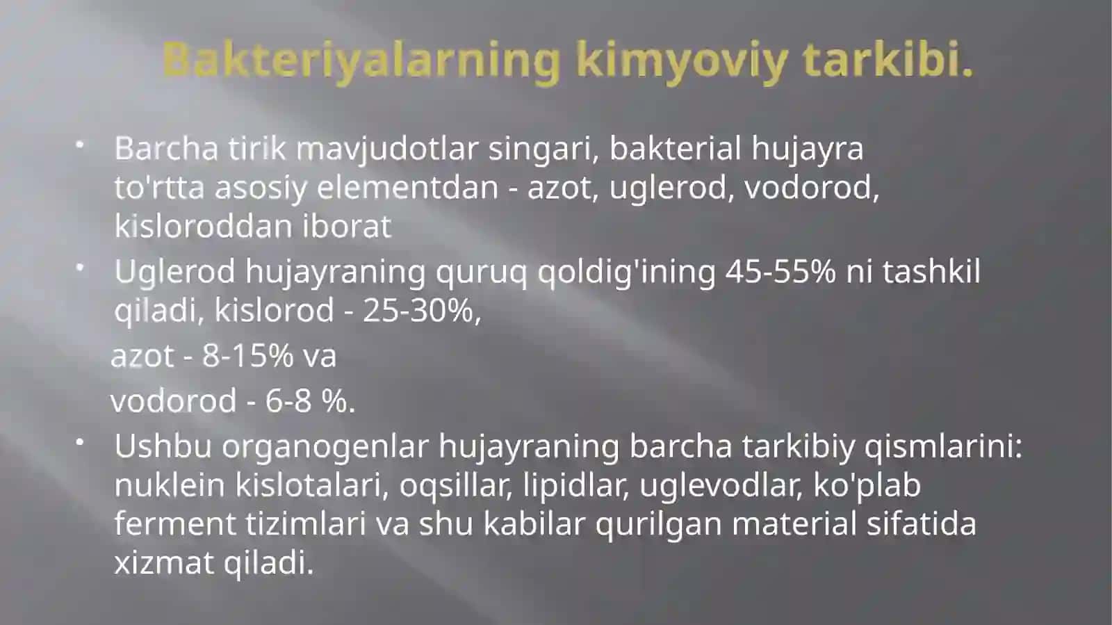 MIKROORGANIZMLAR FIZIOLOGIYASI. BAKTERIYANINGO’SISHIVAKO’PAYISHI 3