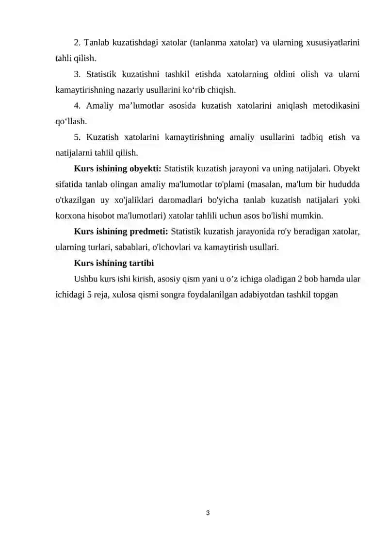 Statistik kuzatish xatolari va ularni kamaytirish usullari 3