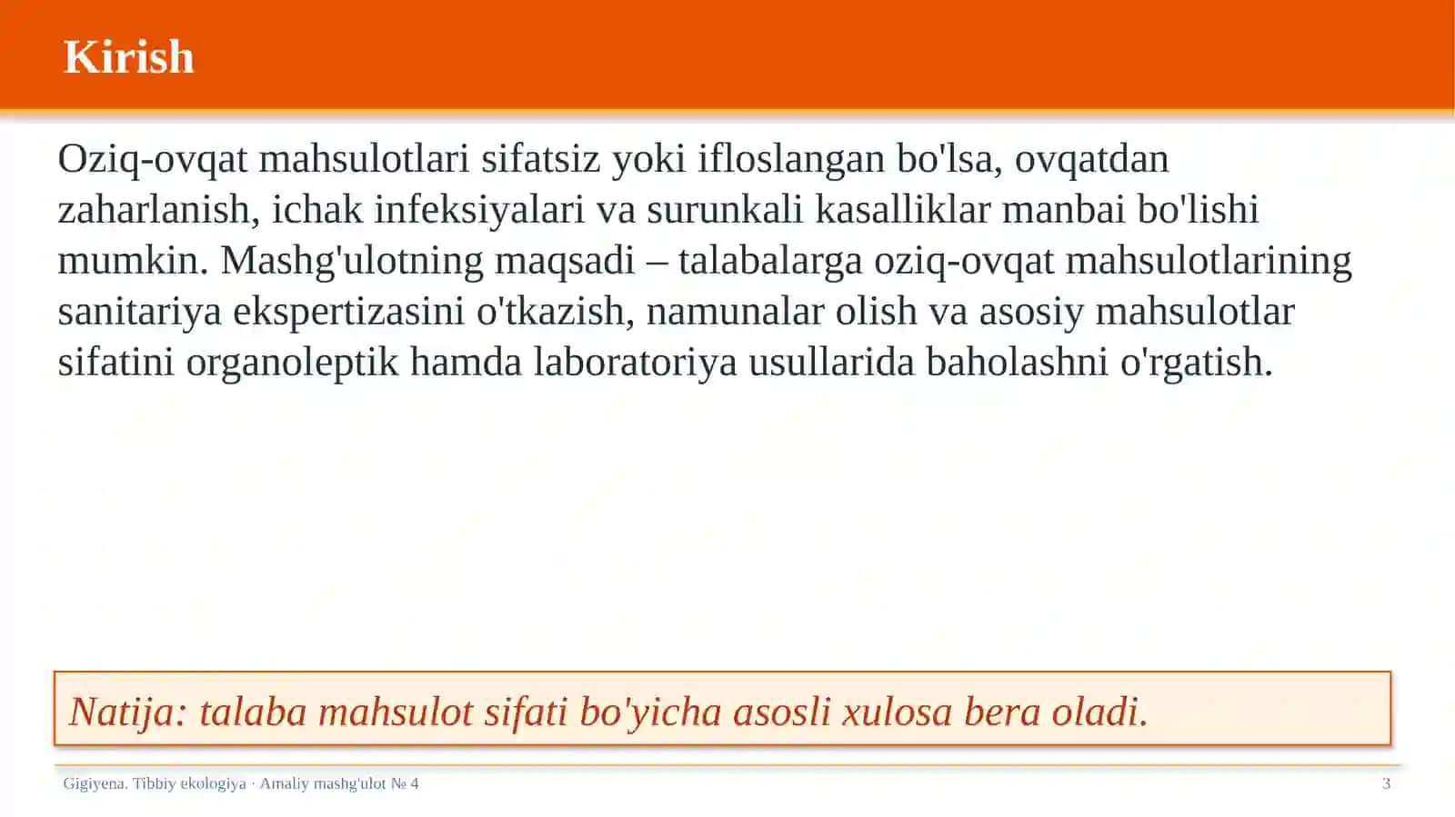 Oziq-ovqat mahsulotlari sifatini gigiyenik baholash 3