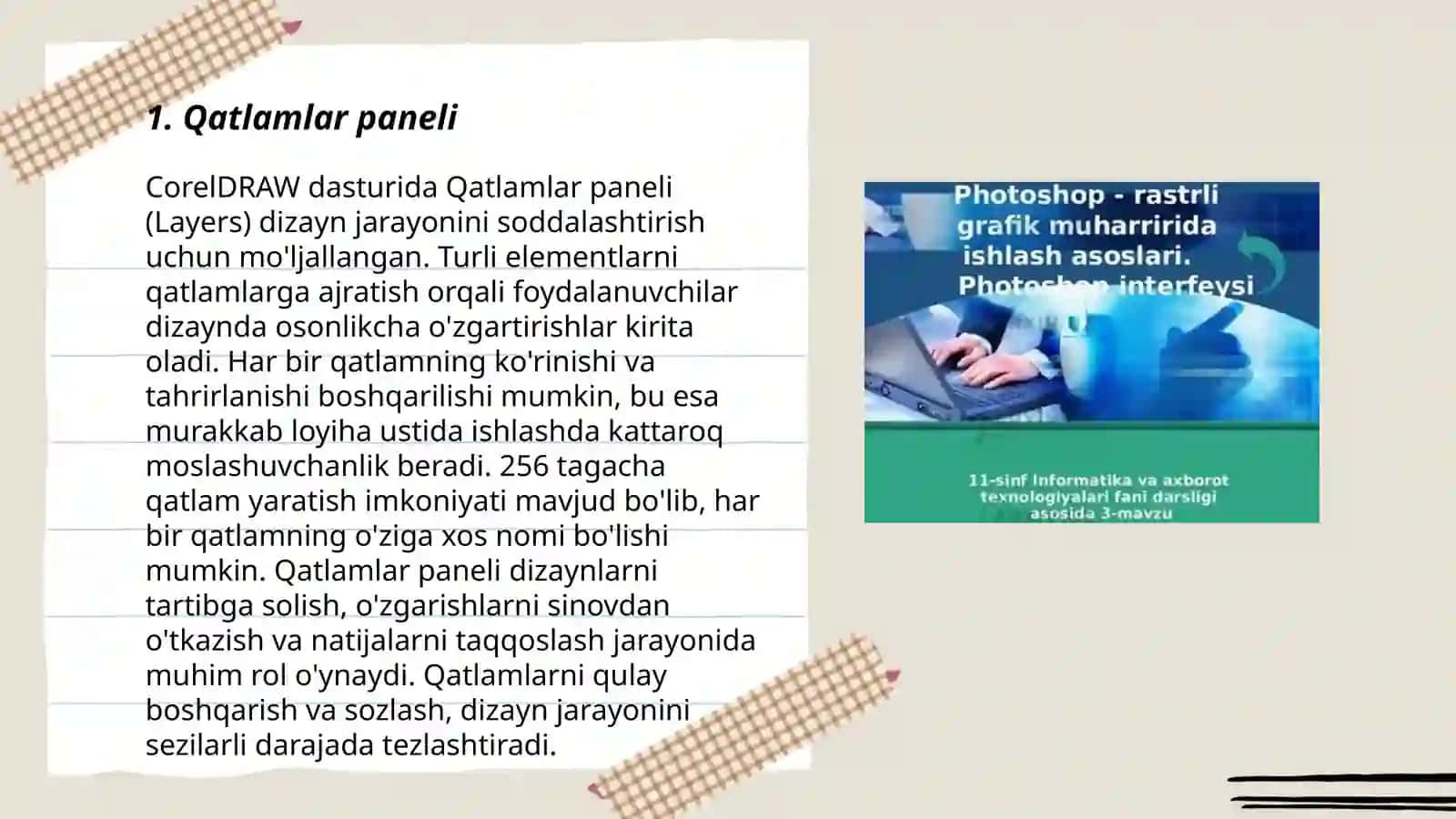 Adobe Photoshop dasturida qatlamlar bilan ishlash 3