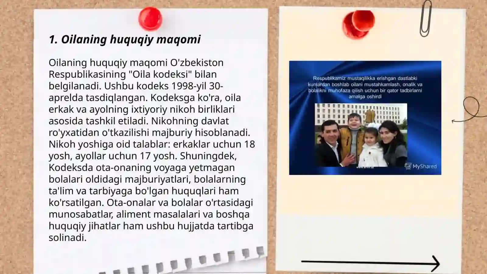 Oila kodeksi. Oila institutining huquqiy asosi 3