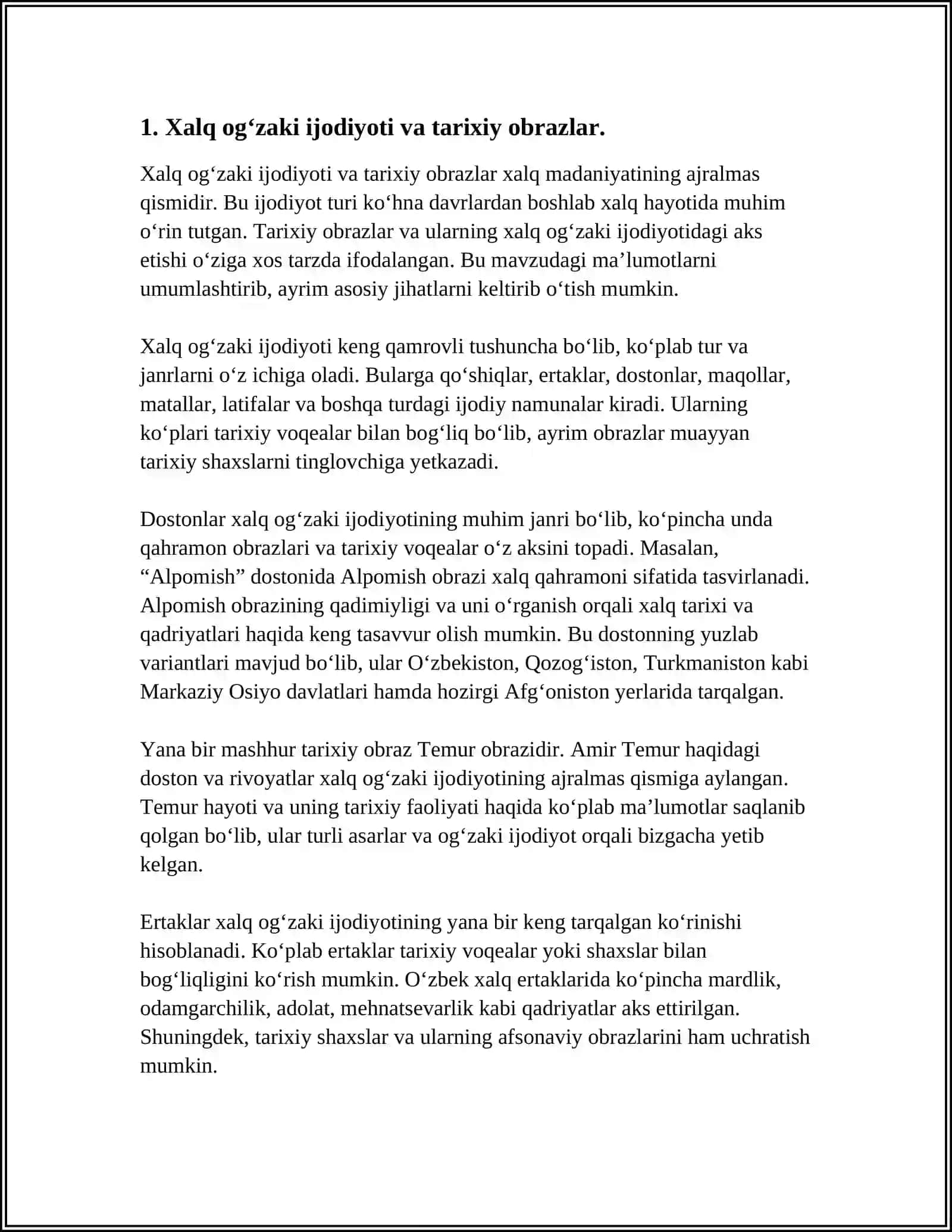 Xalq og‘zaki ijodiyoti va tarixiy obrazlar 3