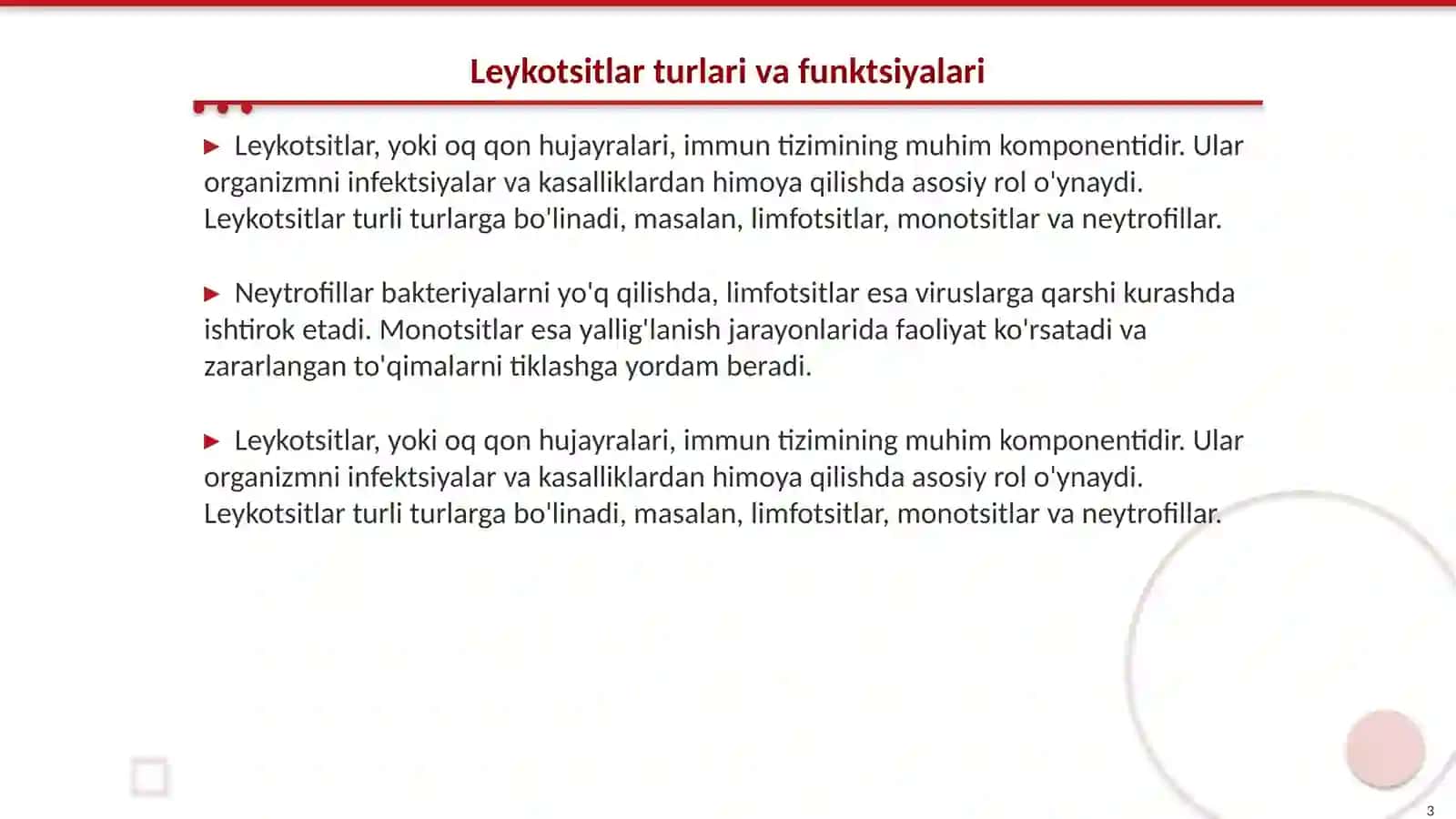 Leykotsitlar metabolizmi xusuliyatlari 3