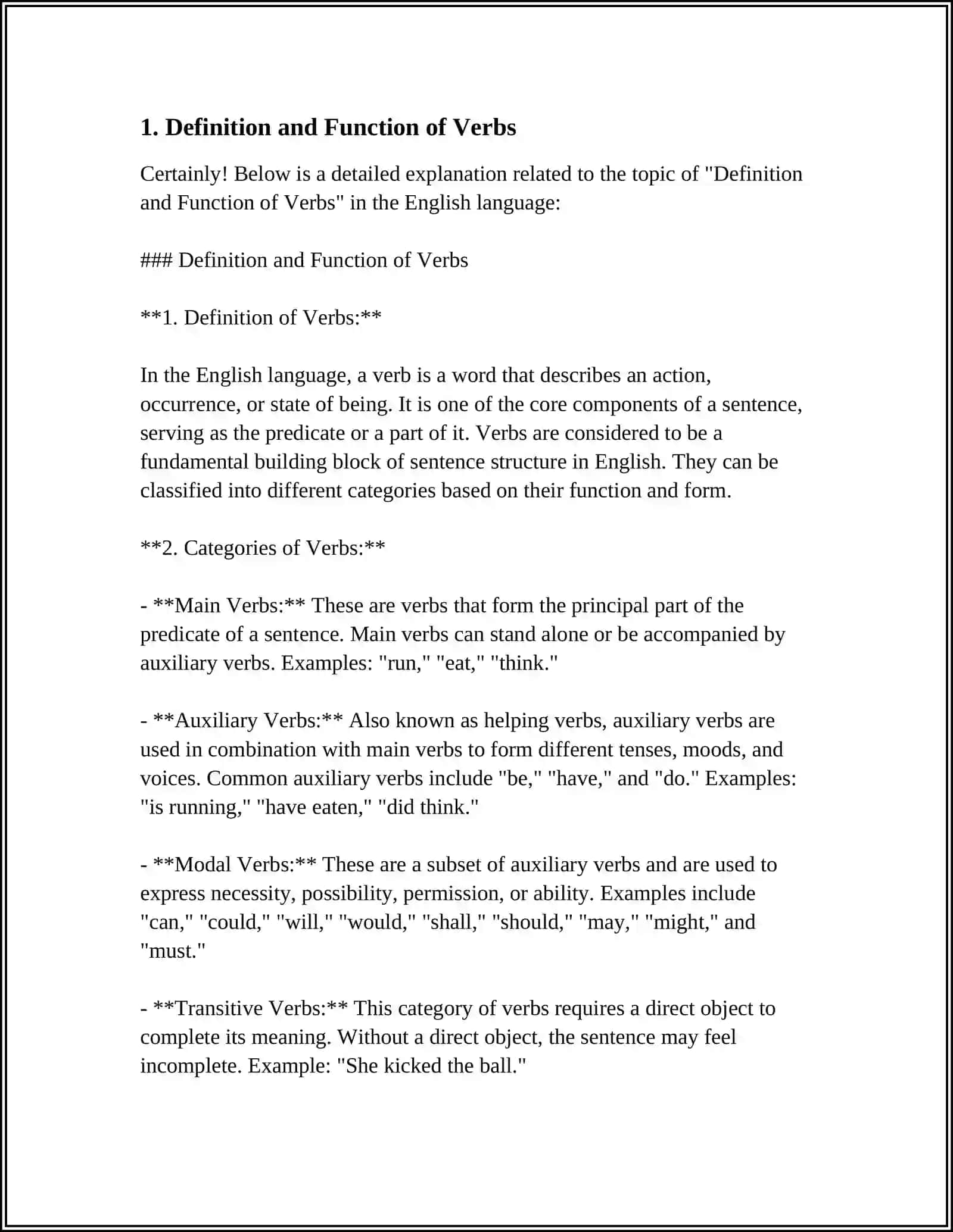 Definition and Function of the Verb [English] 3