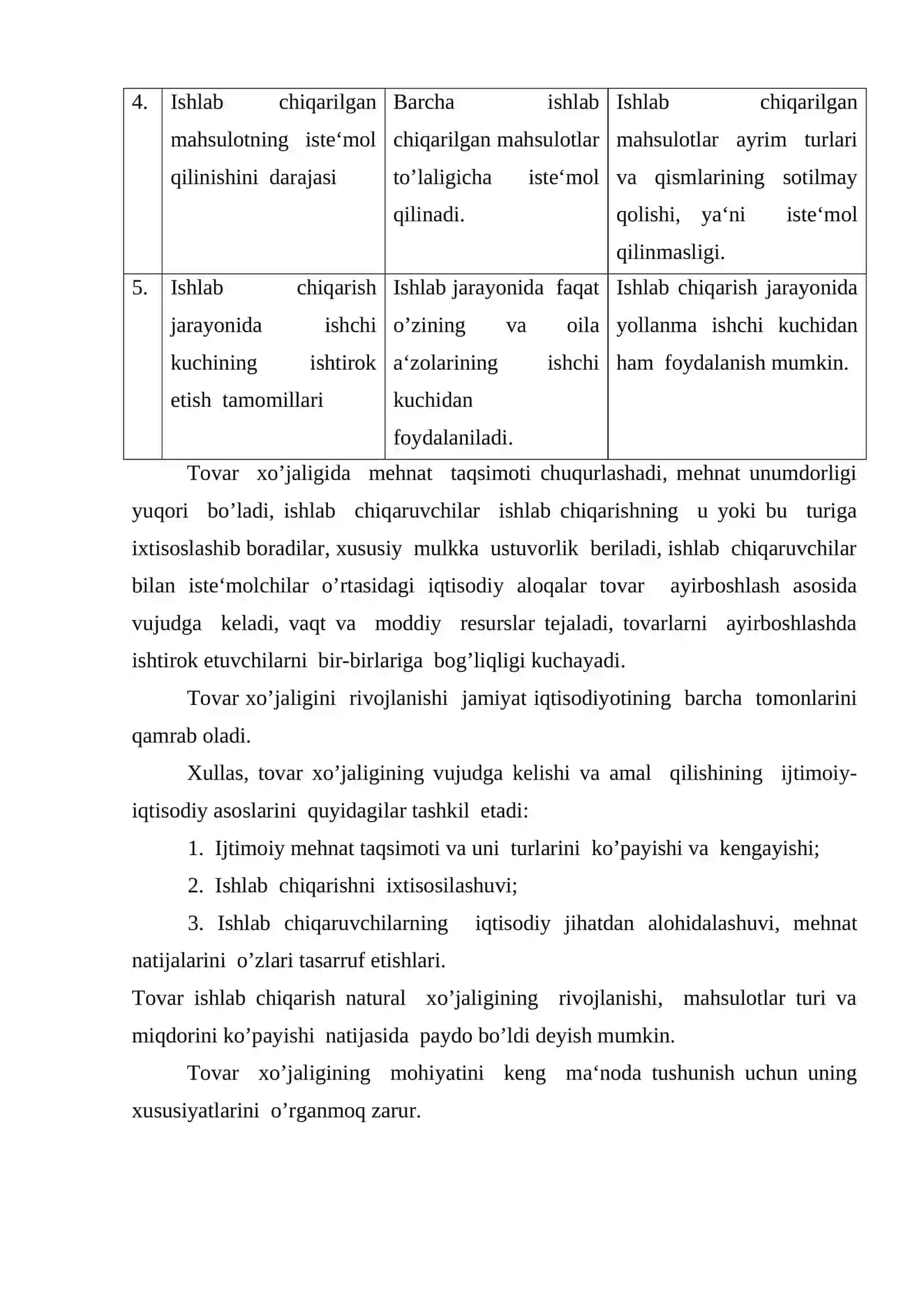Natural ishlab chiqarishdan tovar ishlab chiqarishga o’tish va uning rivojlanishi 3