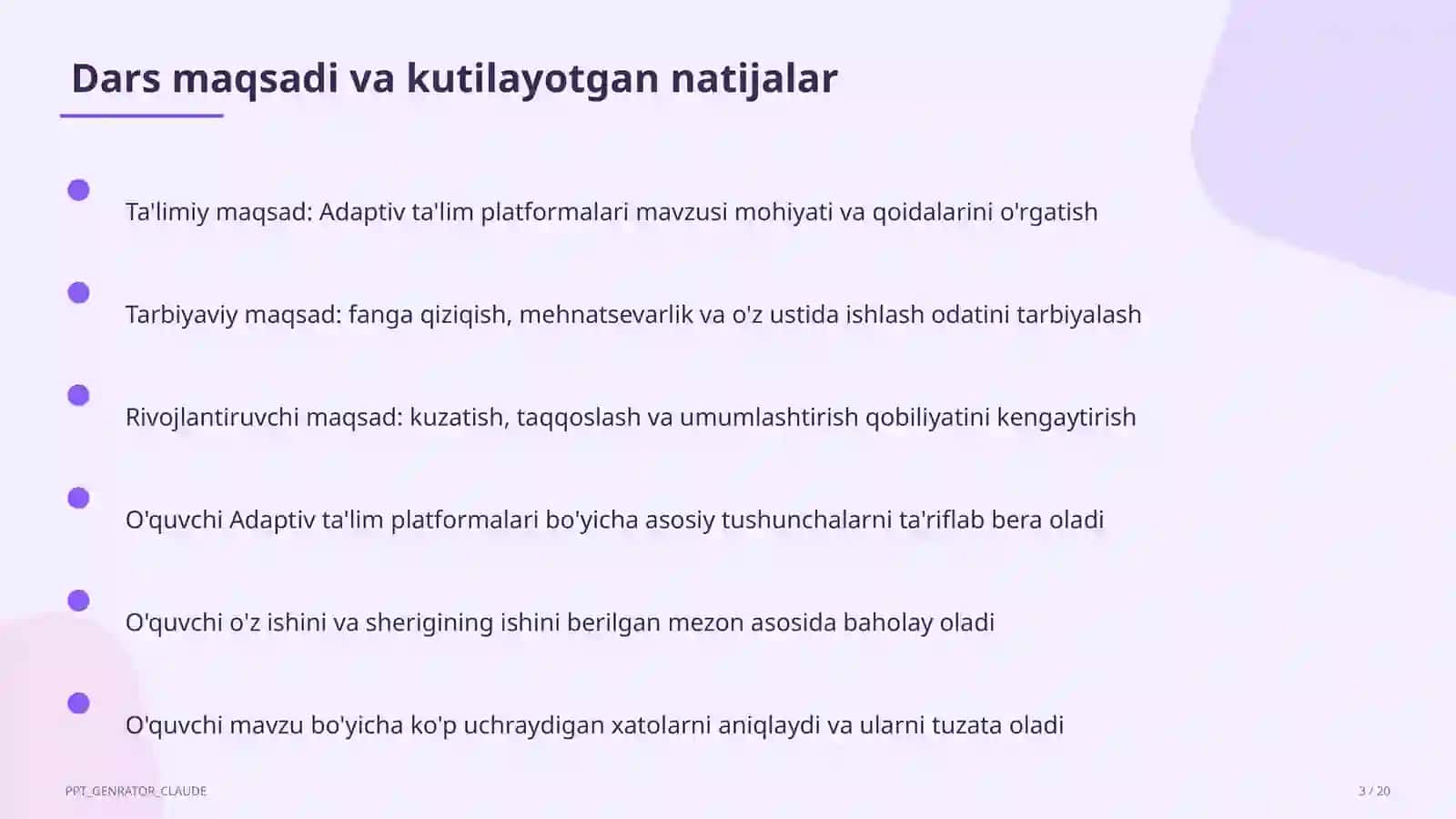 Dars rejasi 3