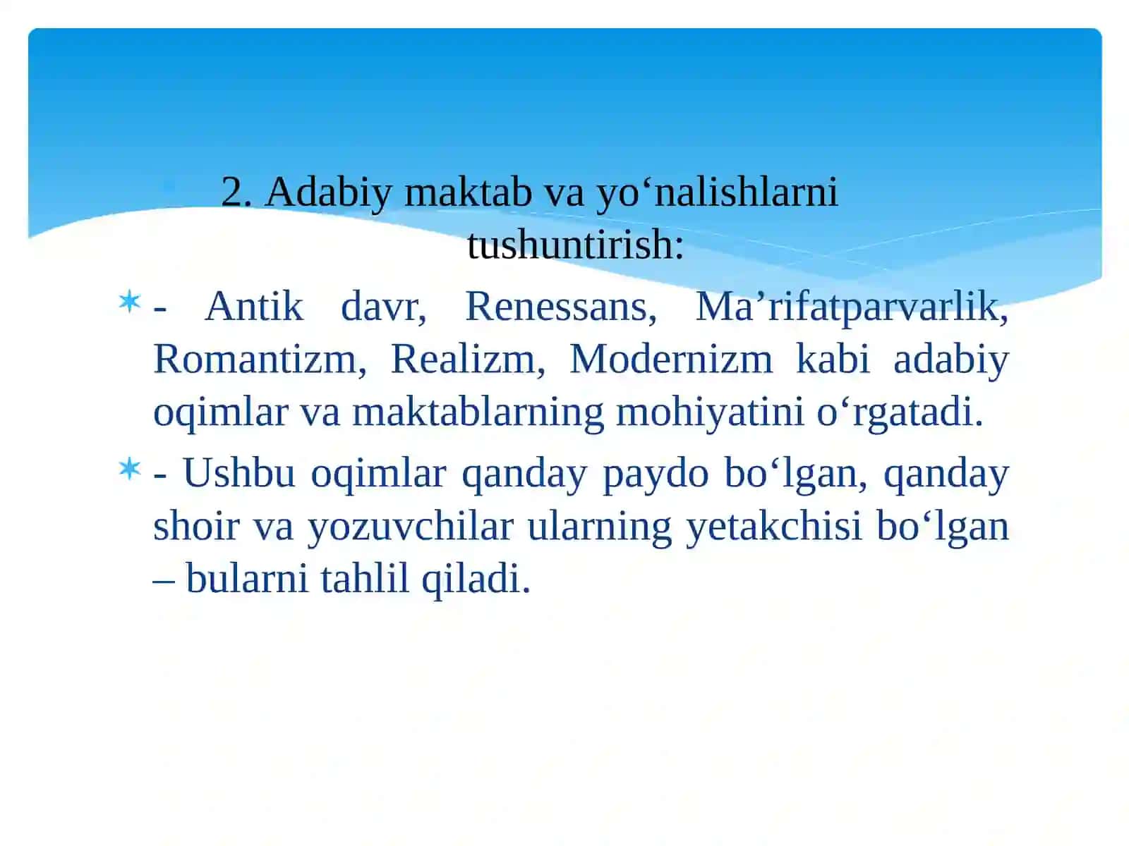 Jahon adabiyoti fanining maqsad va vazifalari 3