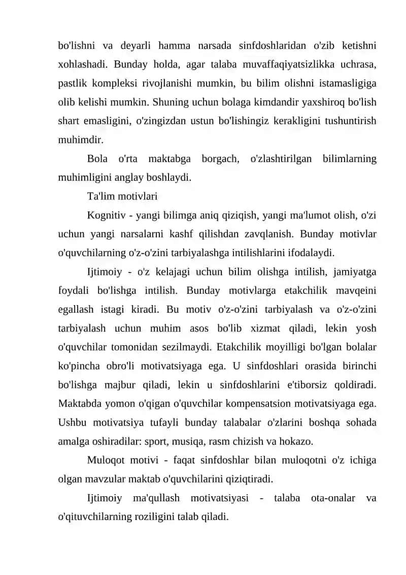 Bolalarning O'qish Motivi 3