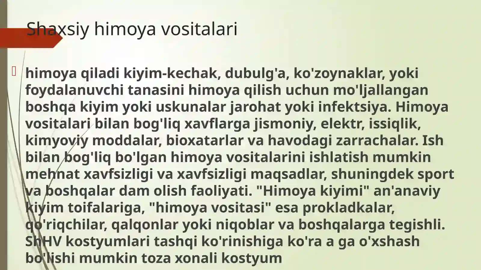 Shaxsiy himoya vositalari. Maxsus himoya vositalari. Shaxsiy tibbiy vositalar va ulardan foydalanish 3