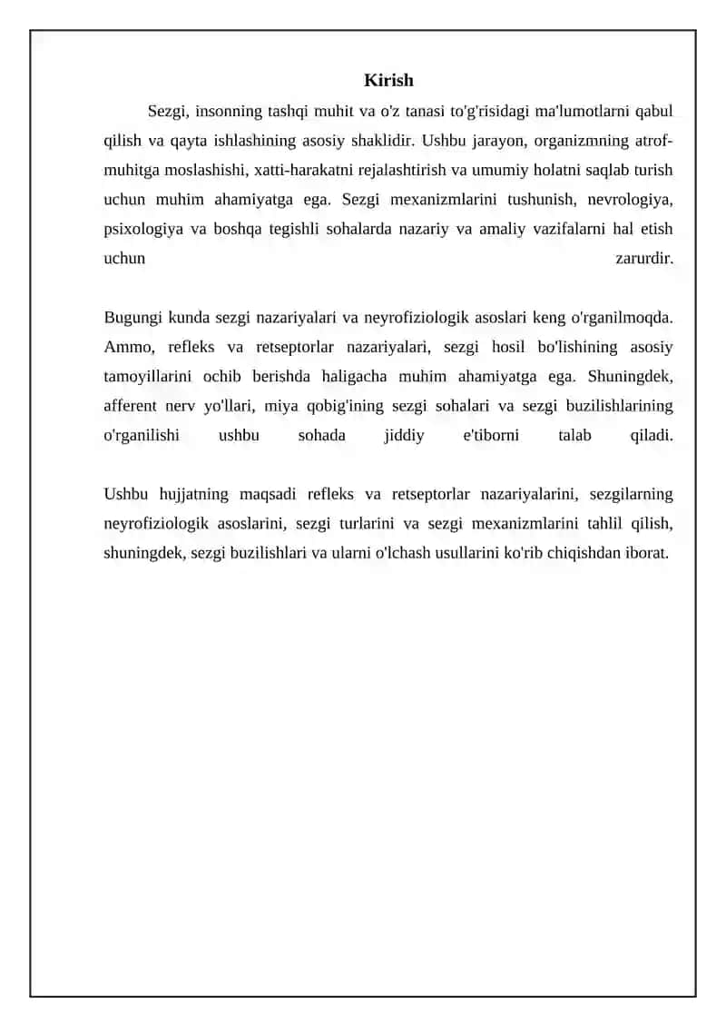 Sezgi refleks va retseptor nazariyalari 3