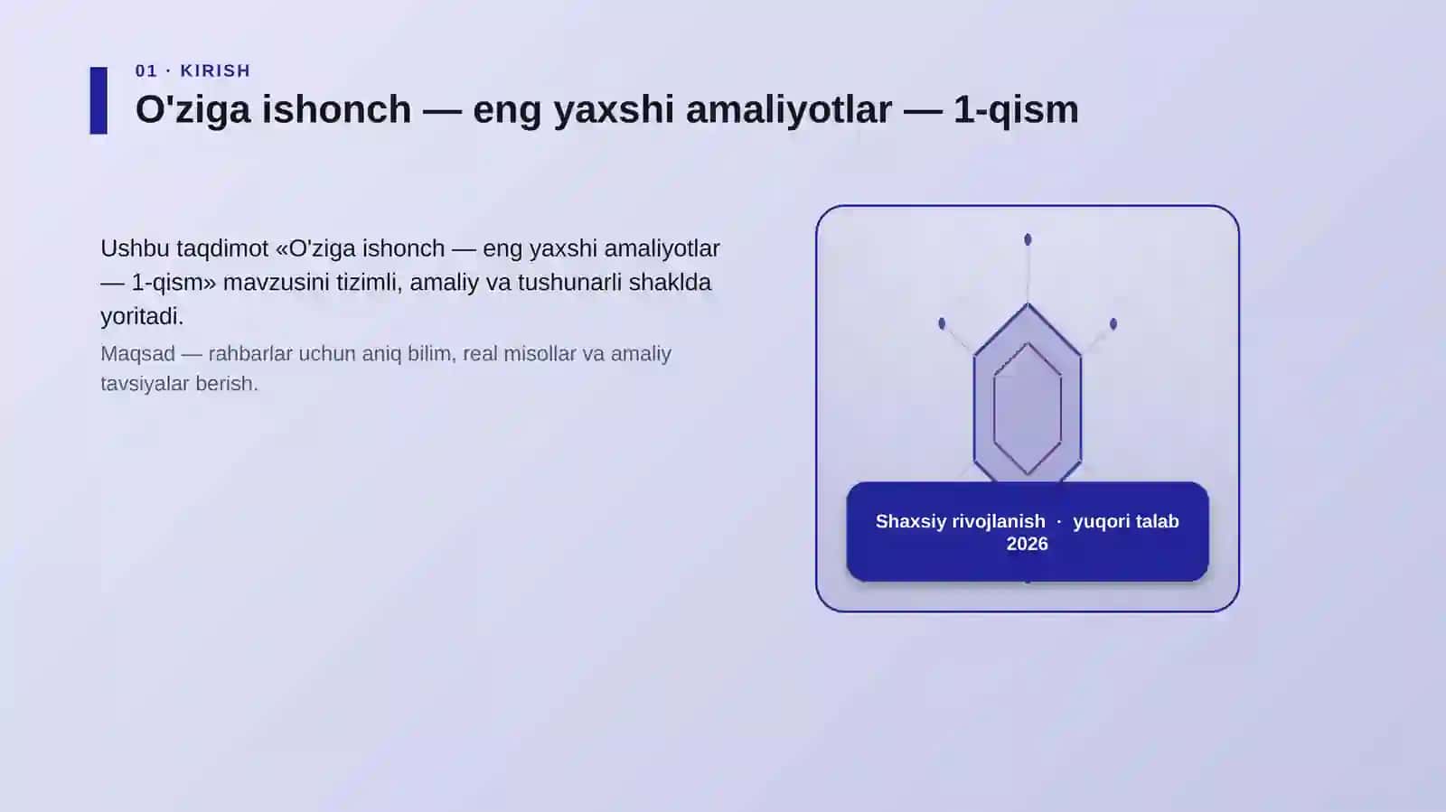 O'ziga ishonch — eng yaxshi amaliyotlar — 1-qism 3