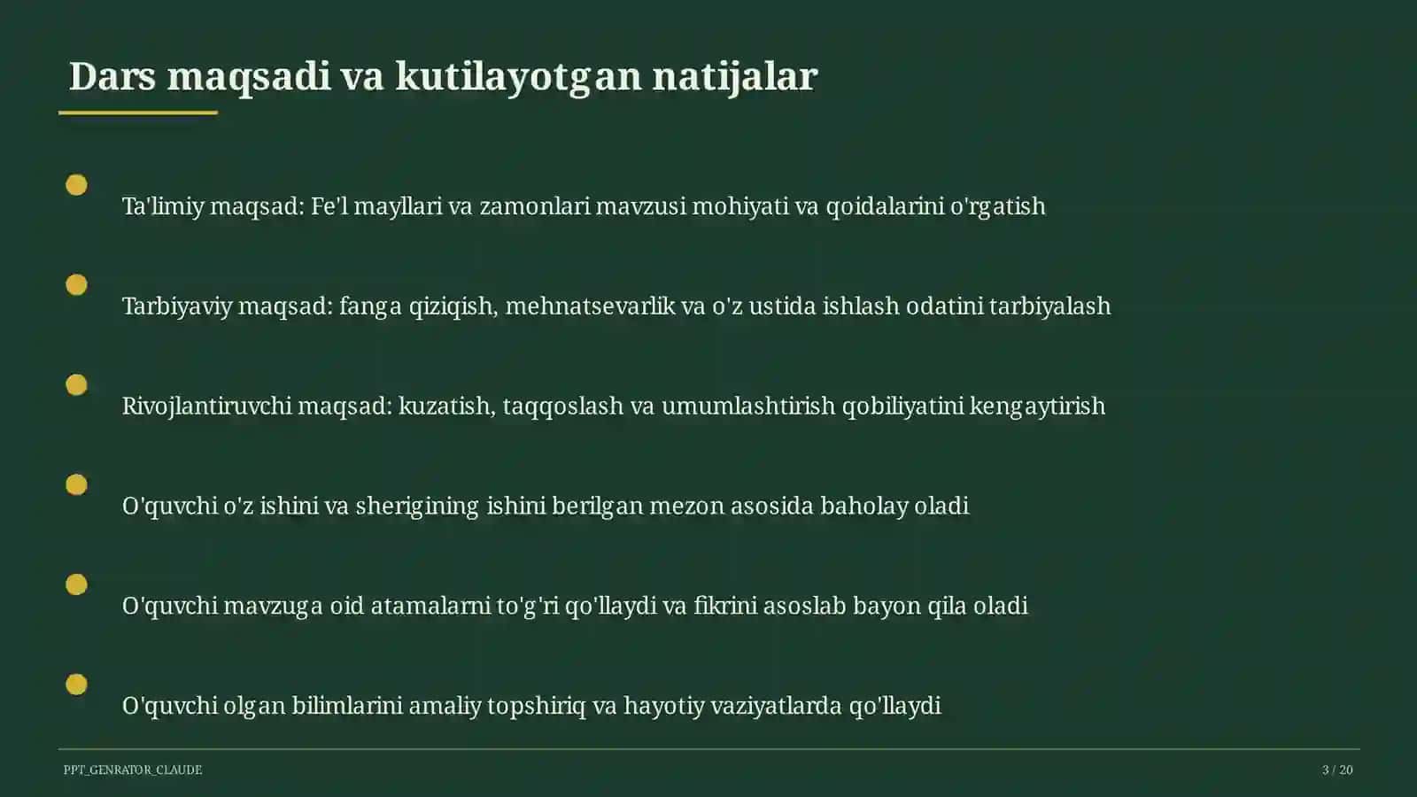 Fe'l mayllari va zamonlari (7-sinf) 3