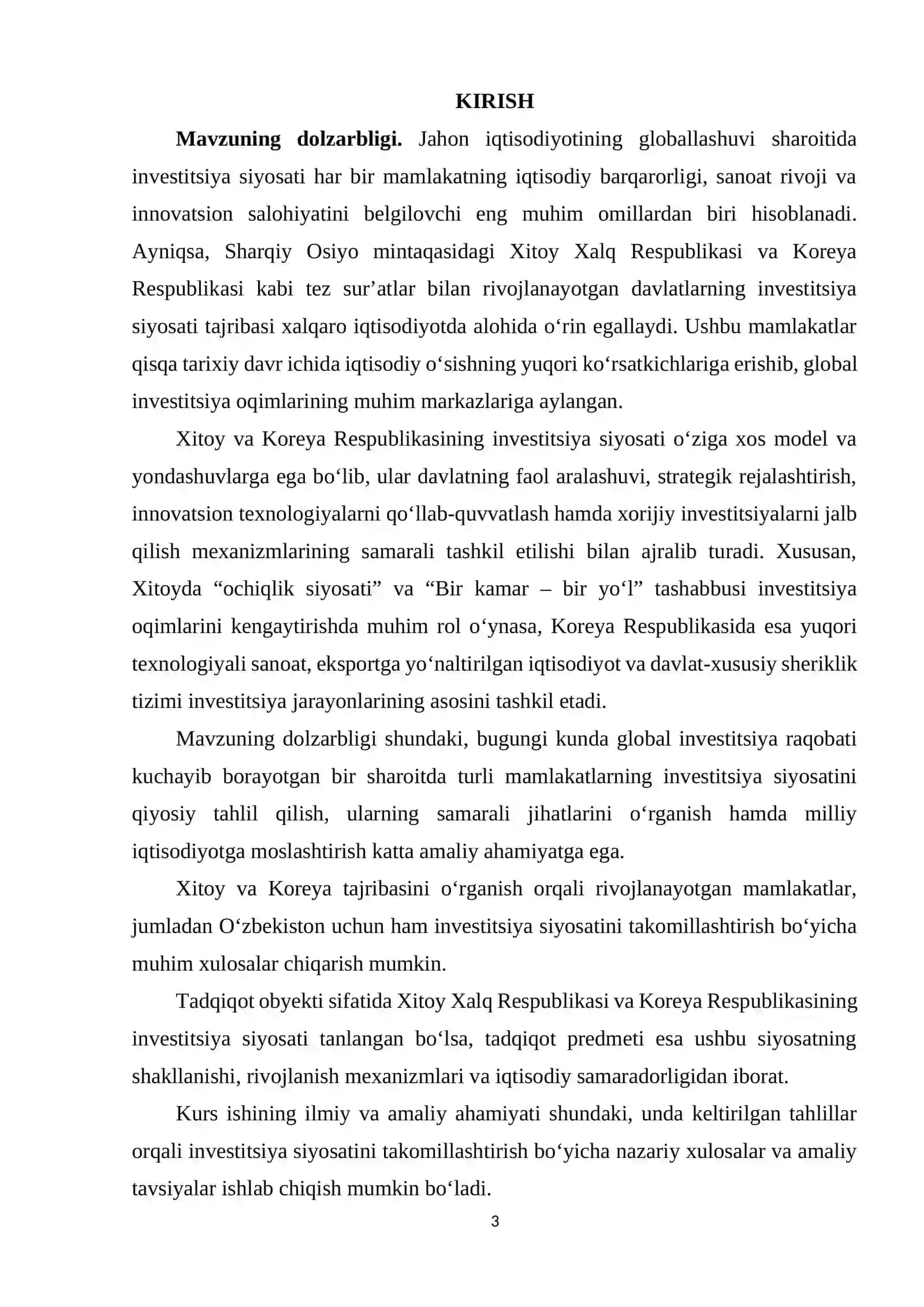 XITOY VA KOREA RESPUBLIKASIDA INVESTITSIYA SIYOSATI TAQQOSLAMASI 3