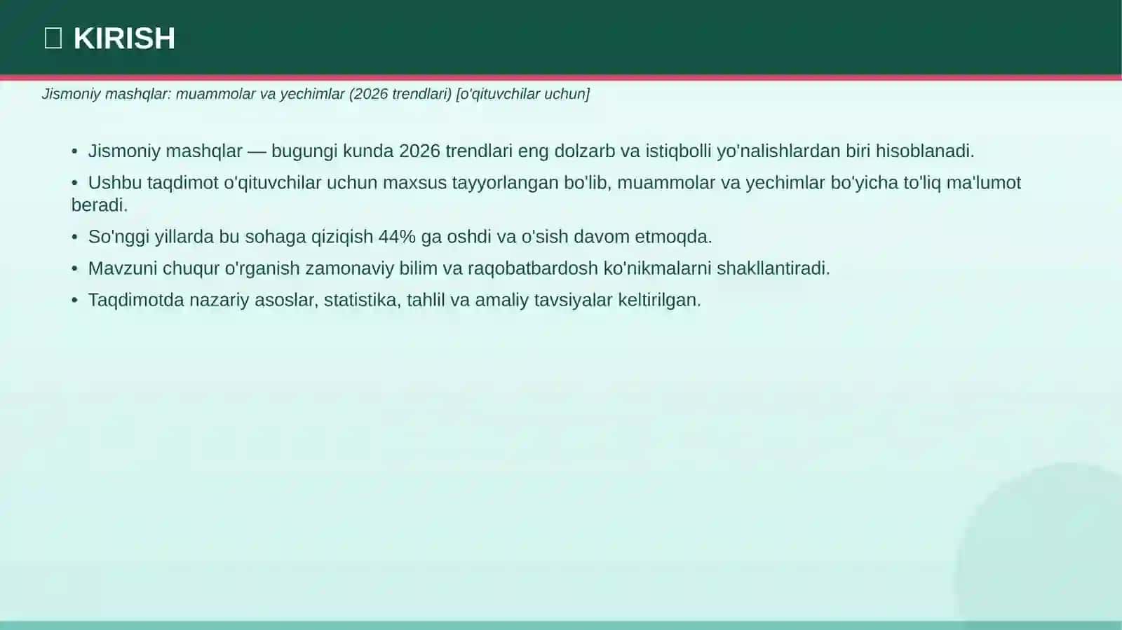 Jismoniy mashqlar: muammolar va yechimlar (2026 trendlari) 3