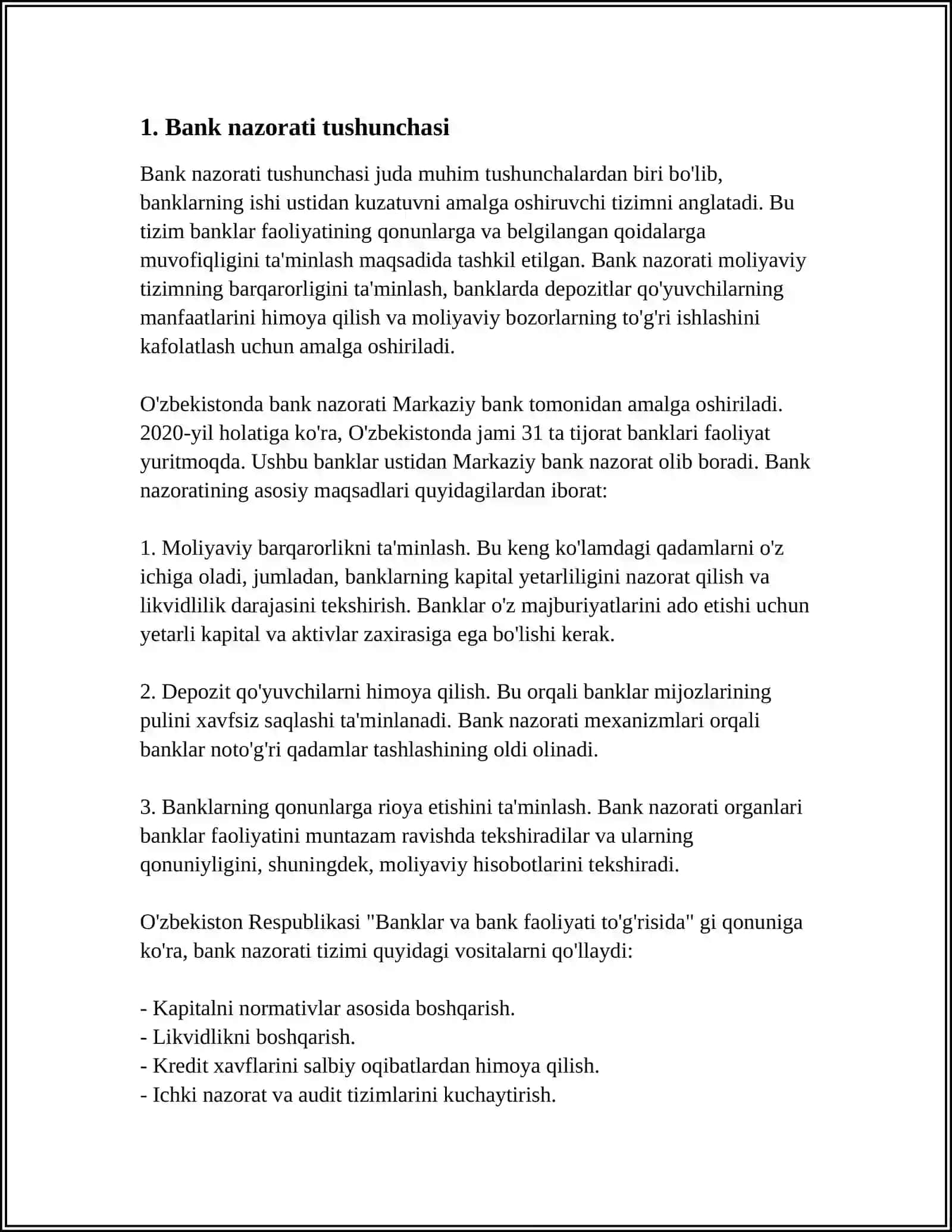 TIJORAT BANKIDA TARTIBDA SOLISH VA NAZORAT QILISH 3