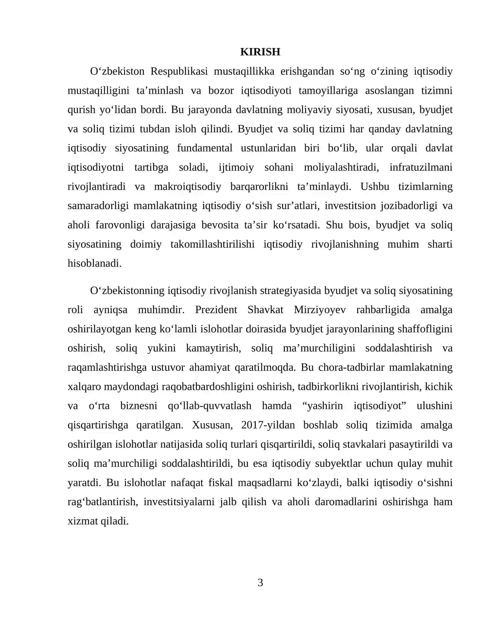 O’ZBEKISTON RESPUBLIKASIDA BYUDJET VA SOLIQ TIZIMINI TAKOMILLASHTIRISH YO’LLARI 3