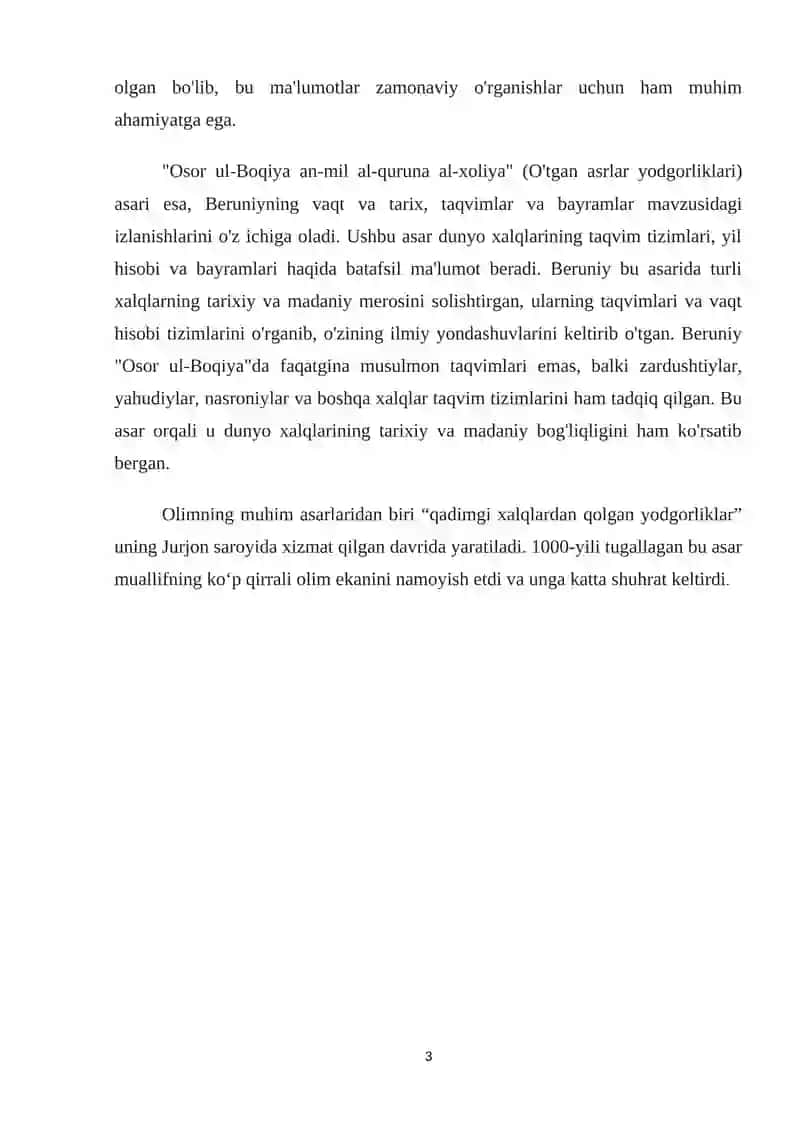 Abu Rayhon Beruniyning “Osor al-boqiya” va “Hindiston” asarlari tarixiy manba sifatida 3