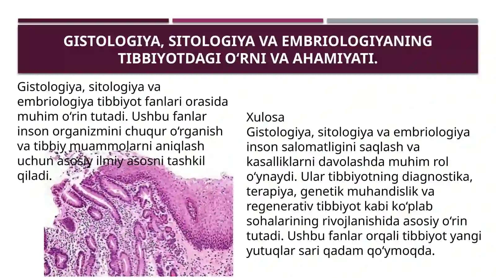 Gistologiya, Sitologiya va Embriologiya Fanlari Haqida 3