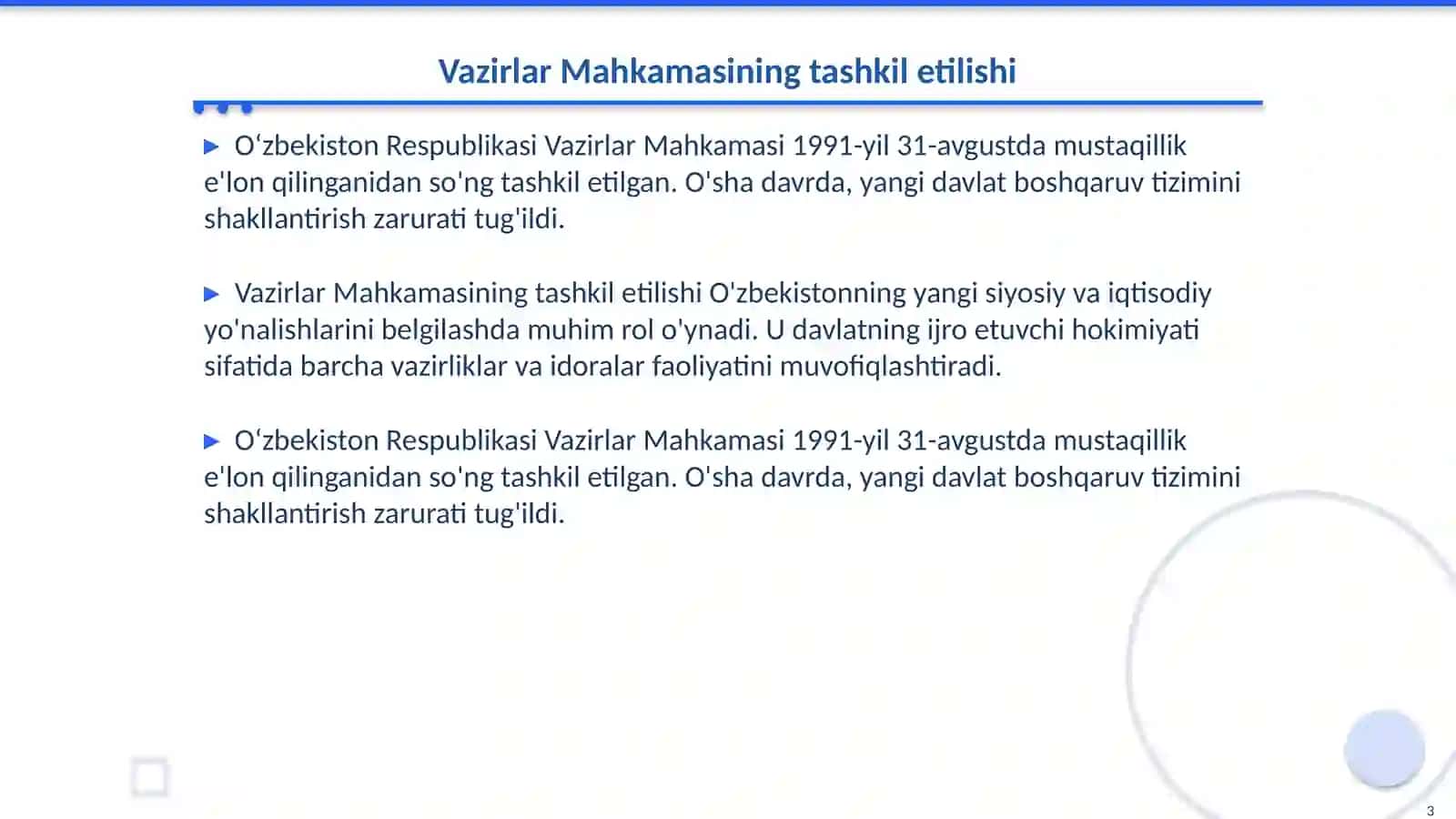 OʻZBEKISTON respublikasi vazirlar mahkamasi vakolatlari 3