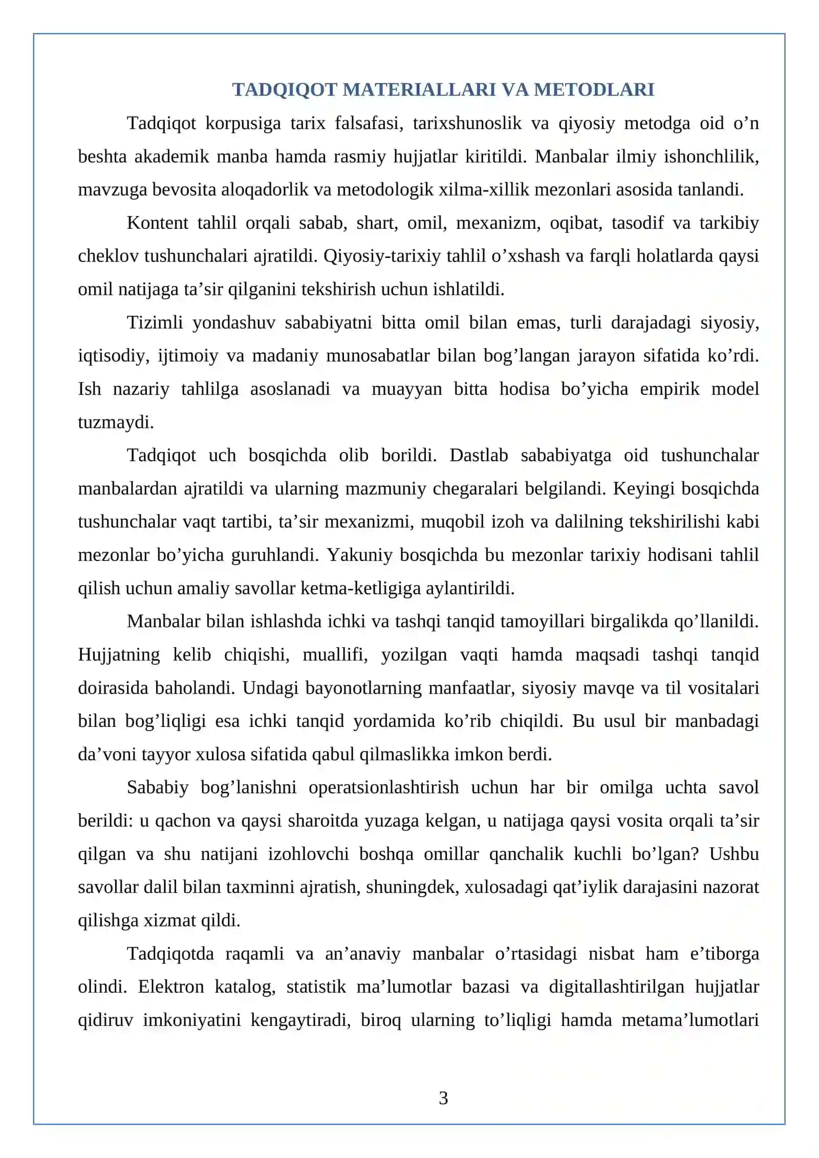 TARIXIY HODISA VA JARAYONLARNI SABAB-OQIBAT TAHLILI NUQTAI NAZARIDAN O’RGANISH 3