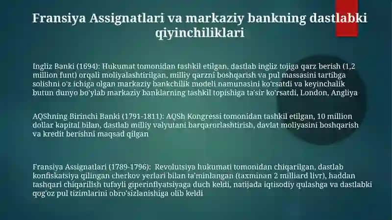 Markaziy Banklarni tarixan paydo bo'lishi 3