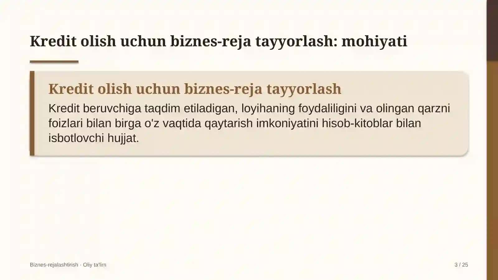 Lokomotiv depolarida kredit olish uchun biznes-reja tayyorlash 3