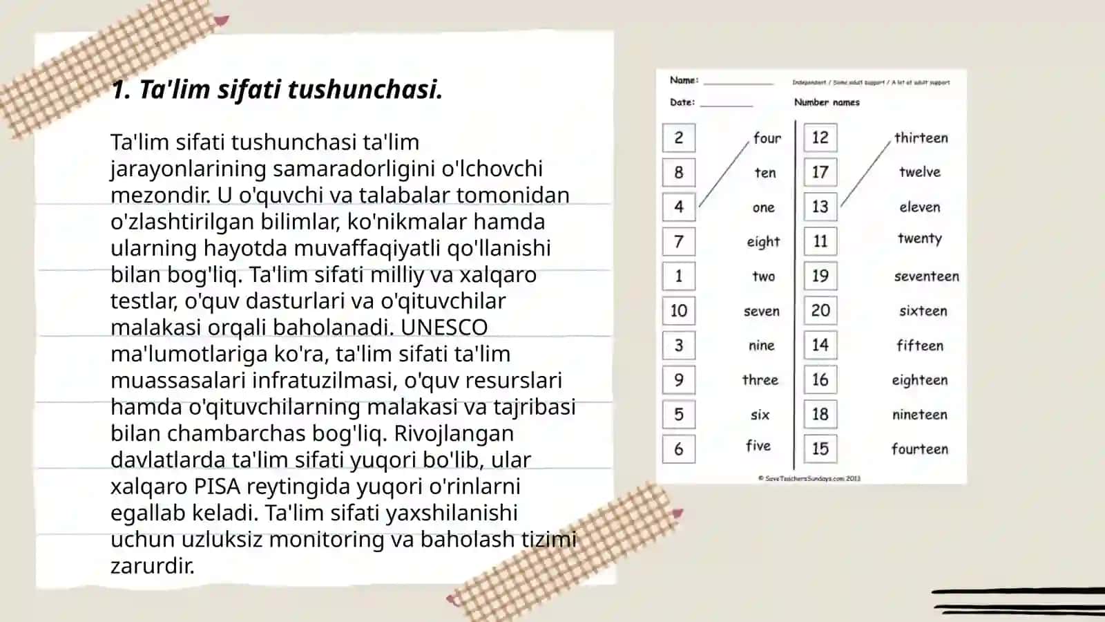 Ta'lim sifati tushunchasini tavsiflash 3