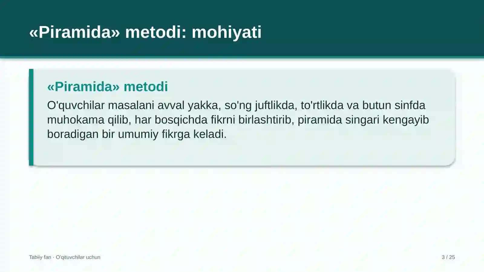 tabiiy fan darslarida piramida metodidan foydalanish 9536 3