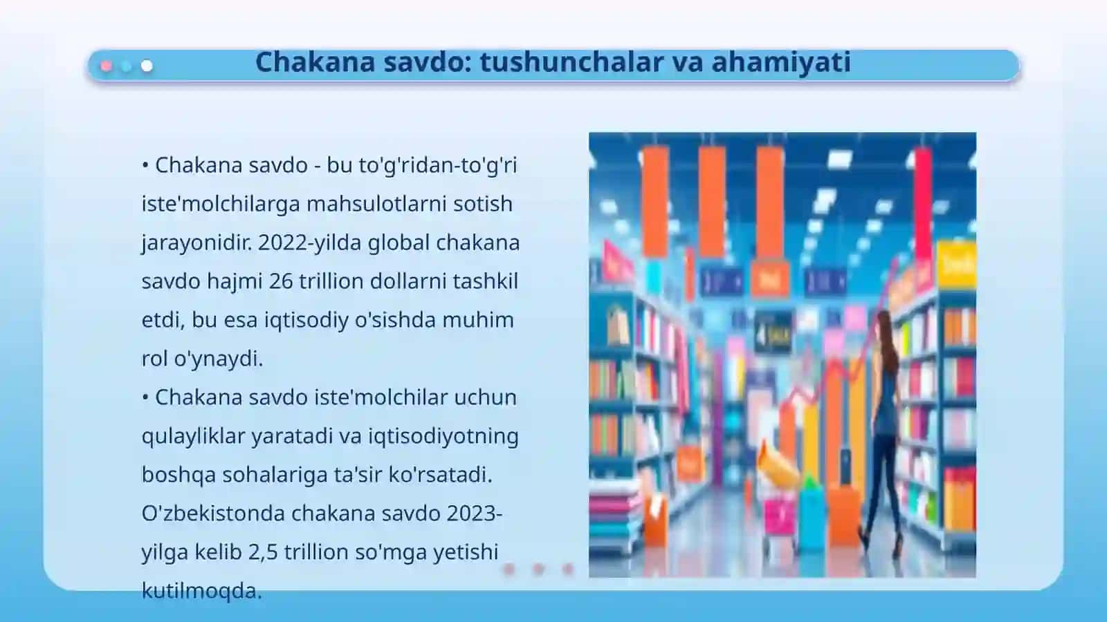 Chakana savdo hajmini tahlil qilish va istiqbolini belgilash uchun ma'lumot 3