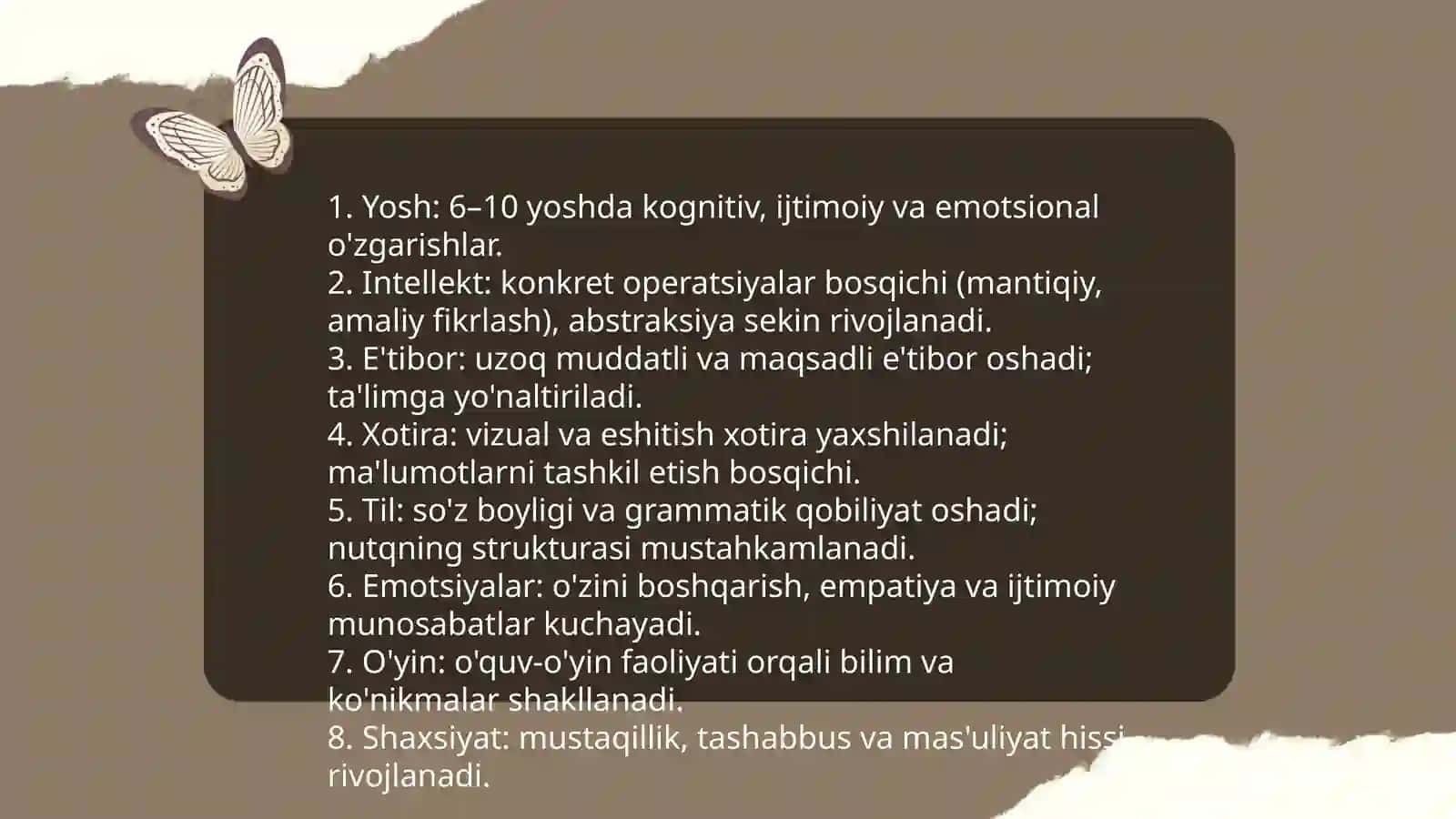 Kichik maktab yosh davrida psixik rivojlanishi xususiyatlari 3