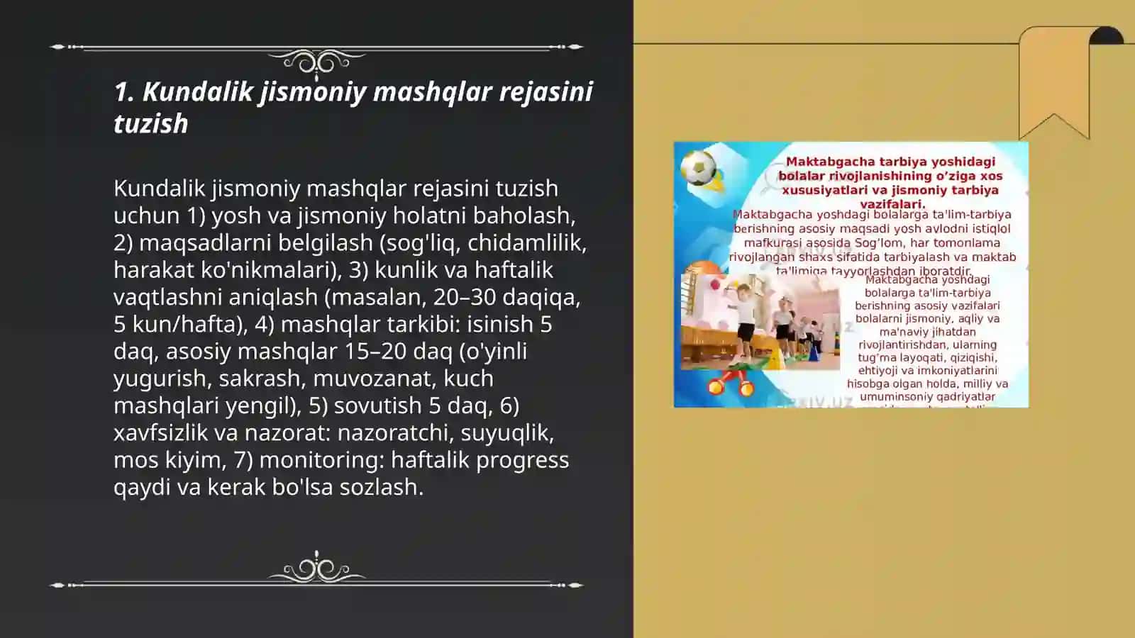 Bolalar Kundalik Hayotida Jismoniy Tarbiya Bo'yicha Ishlarni Tashkil Etish 3