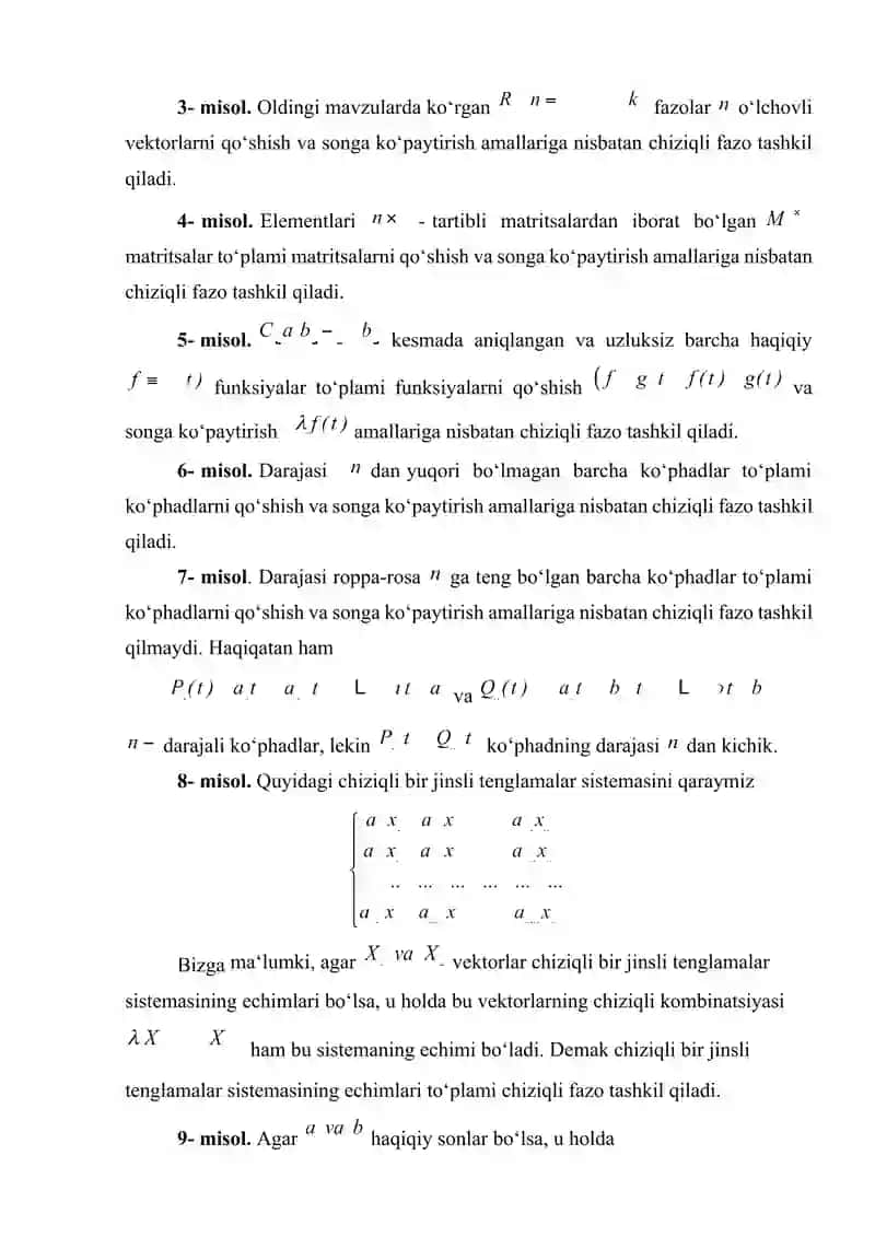 Chiziqli yevklid fazolar 3