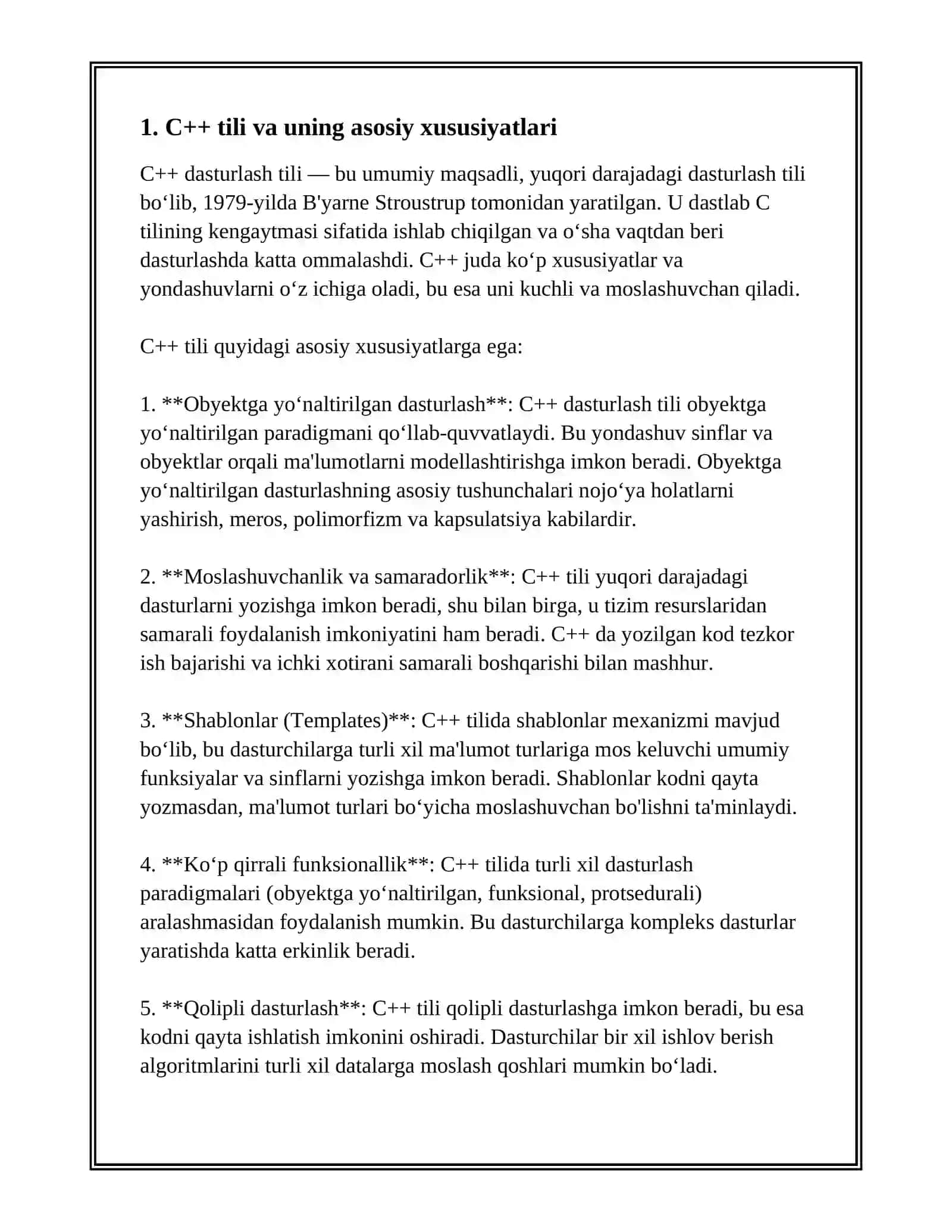 DASTURLASH TILLARI C++ 3