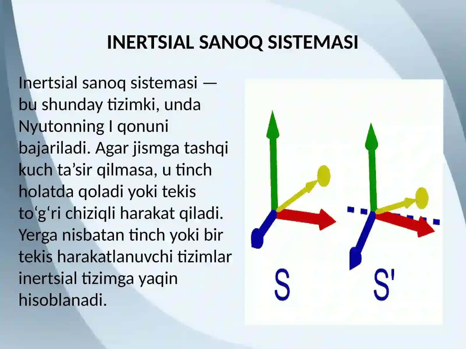 Inertsiаl va noinertsiаl sanoq sistemalari tushunchasi 3
