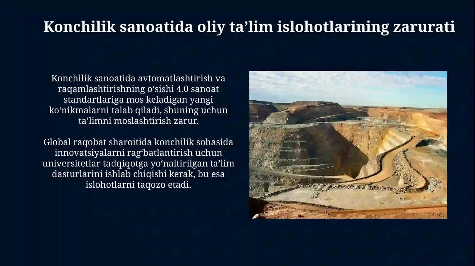 Oliy ta’limda islohotlar (konchilik sohasida o‘zgarishlar misolida) 3