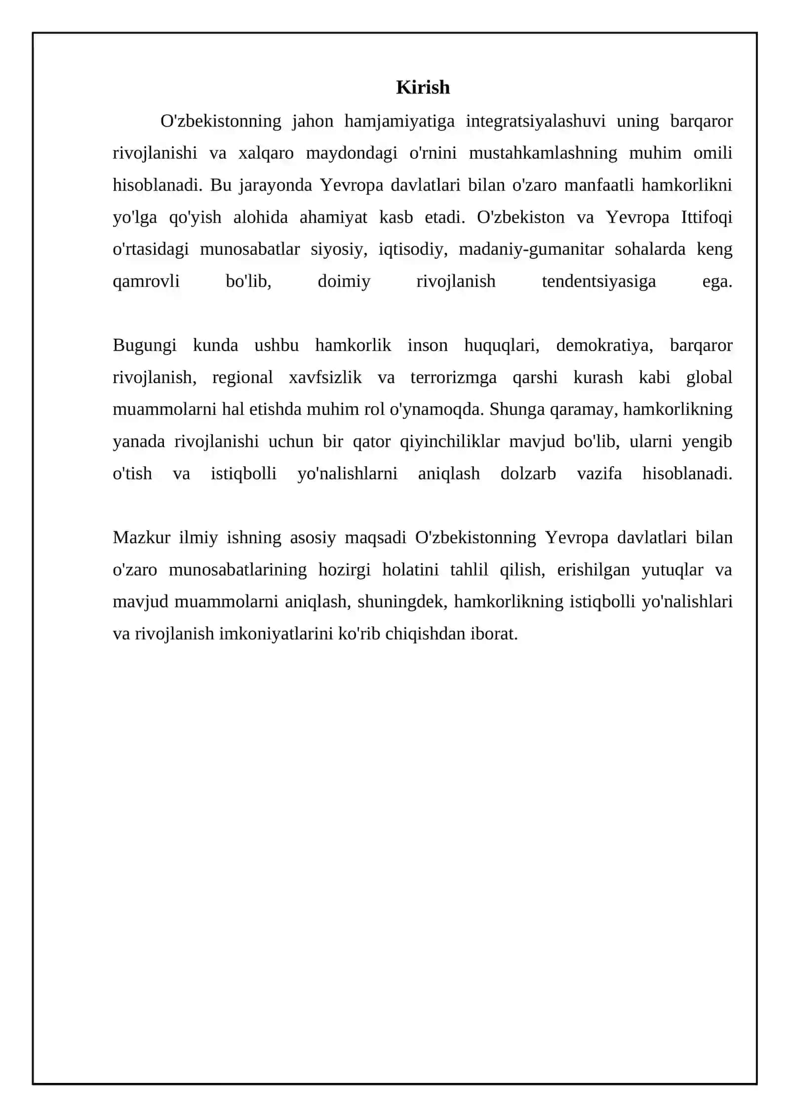 O'zbekiston va Yevropa Ittifoqi: Hamkorlikning asosiy yo'nalishlari 3