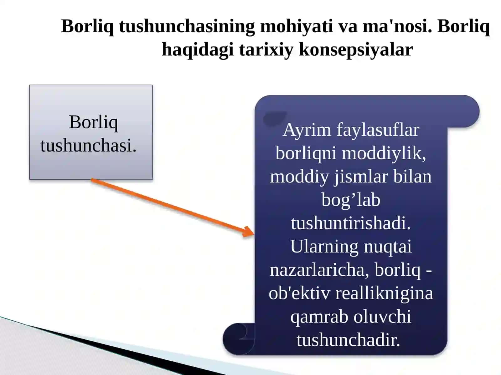 BORLIQ FALSAFASI (ONTOLOGIYA) 3