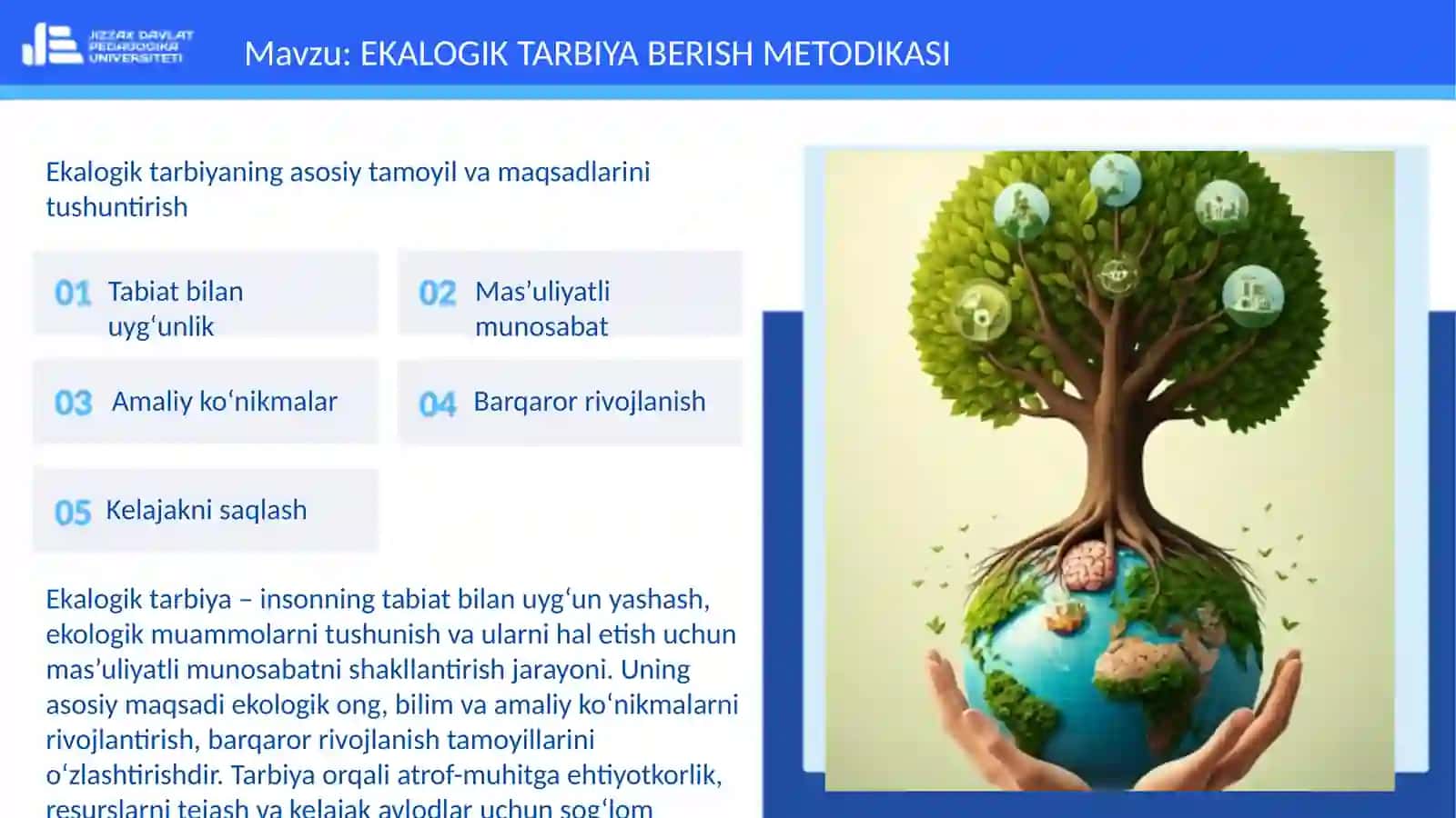 EKALOGIK TARBIYA BERISH METODIKASI 3
