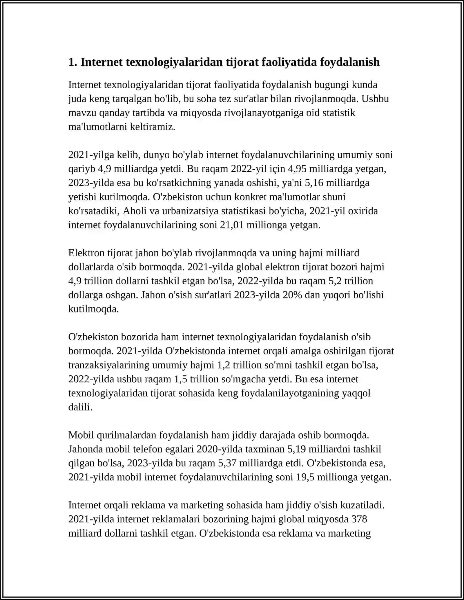 MILLIY IQTISODIYOTNI TURLI XIL SOHALARIDA INTERNET TEXNOLOGIYALARIDAN SAMARALI FOYDALANISH YO'LLARI 3