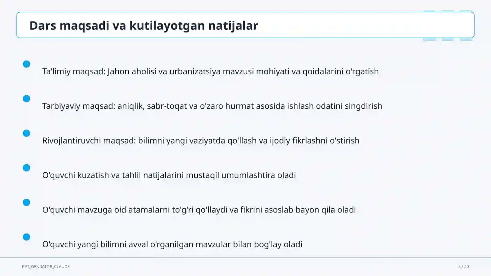 Jahon aholisi va urbanizatsiya (10-sinf) 3