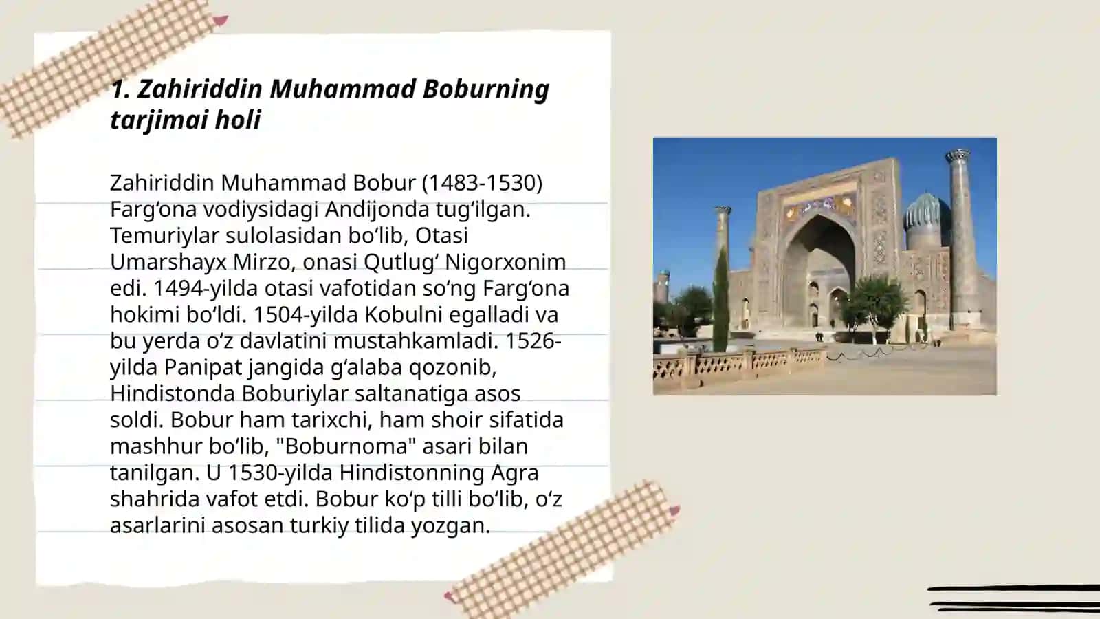 Zahiriddin Muhammad Boburning Samarqandga yurishi 3