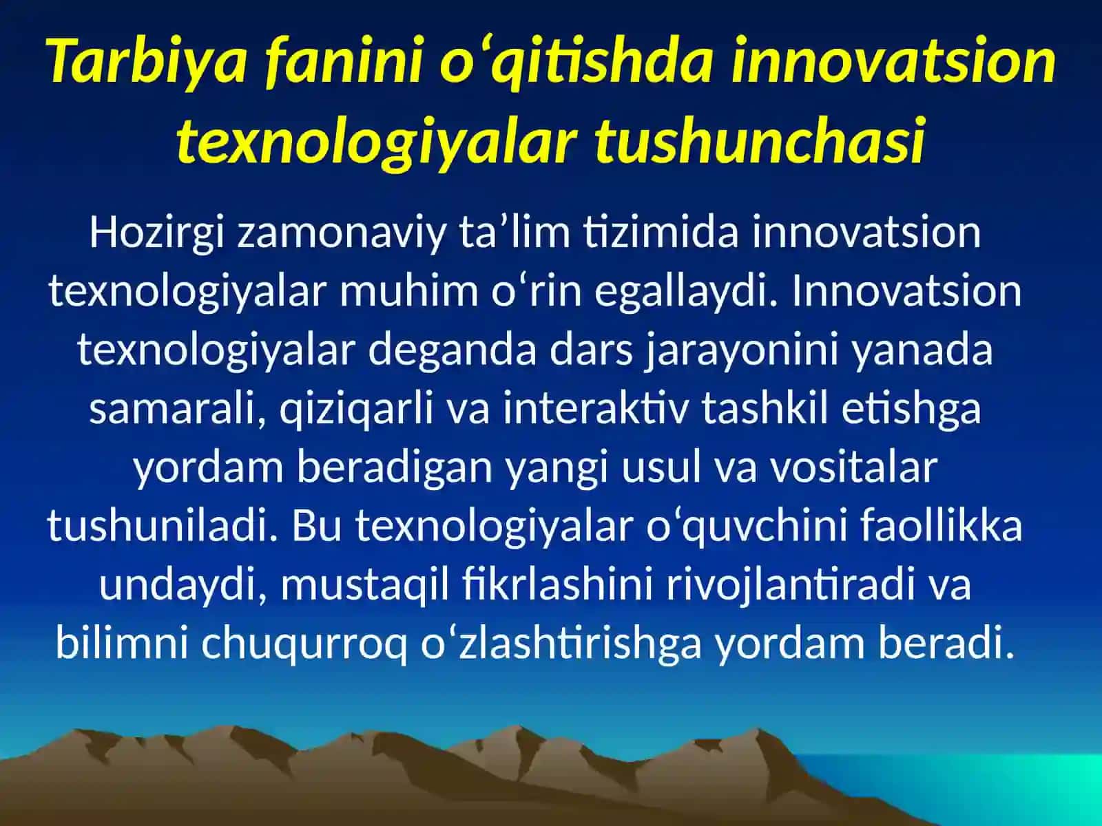 Innovatsion Texnologiyalar Tarbiya Fanlarini O'qitishda 3