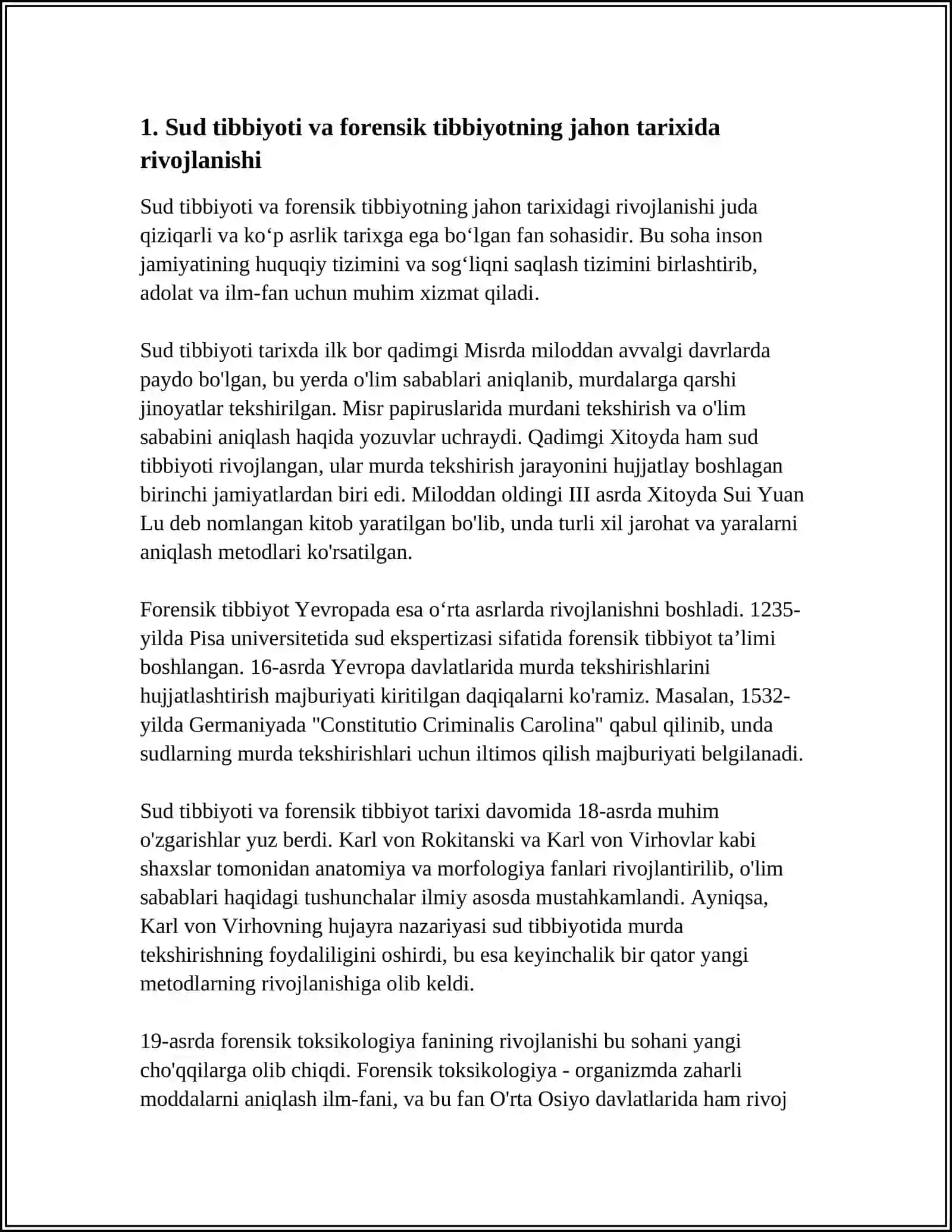 OʻZBEKISTONDA SUD TIBBIYOTINING TARIXI.SUD_TIBBIY EKSPERTIZA FAOLIYATINI BELGILOVCHI MEYORIY HUJJATLAR 3