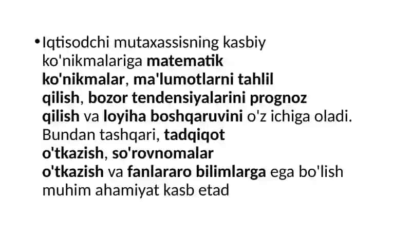IQTISODIYOTCHI MUTAXASISNING KASBIY KO’NIKMASI 3