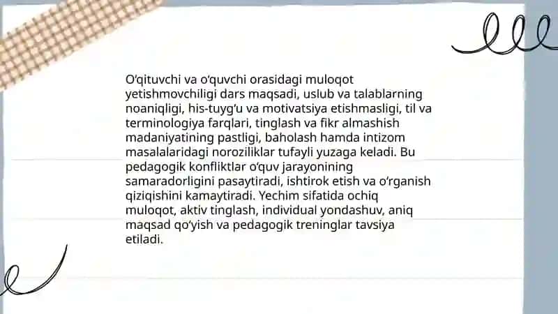 Pedagogik konfliktlarning asosiy manbalari 3