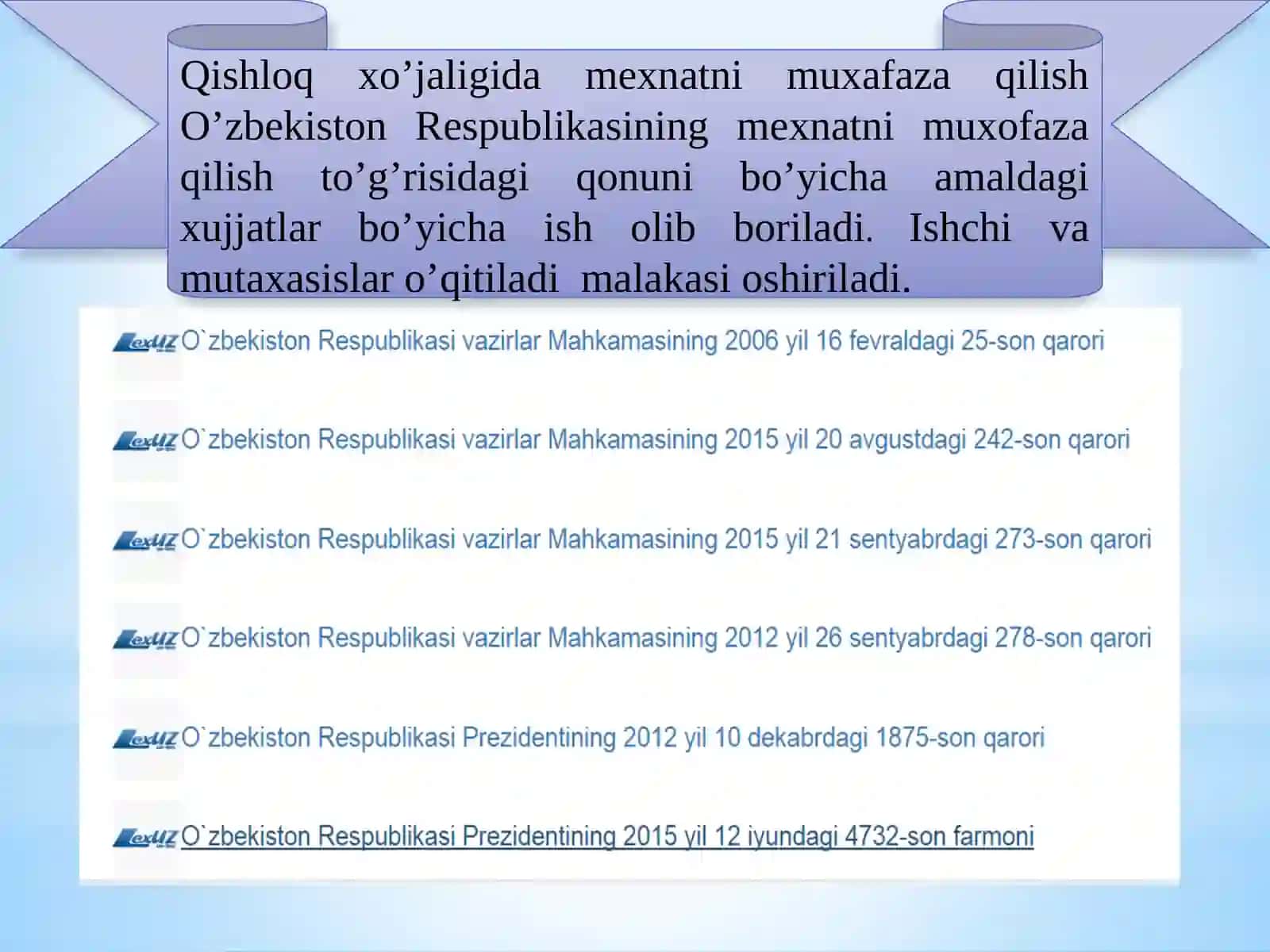 Qishloq xo’jaligida mexnat xavfsizligini tashkil etish 3